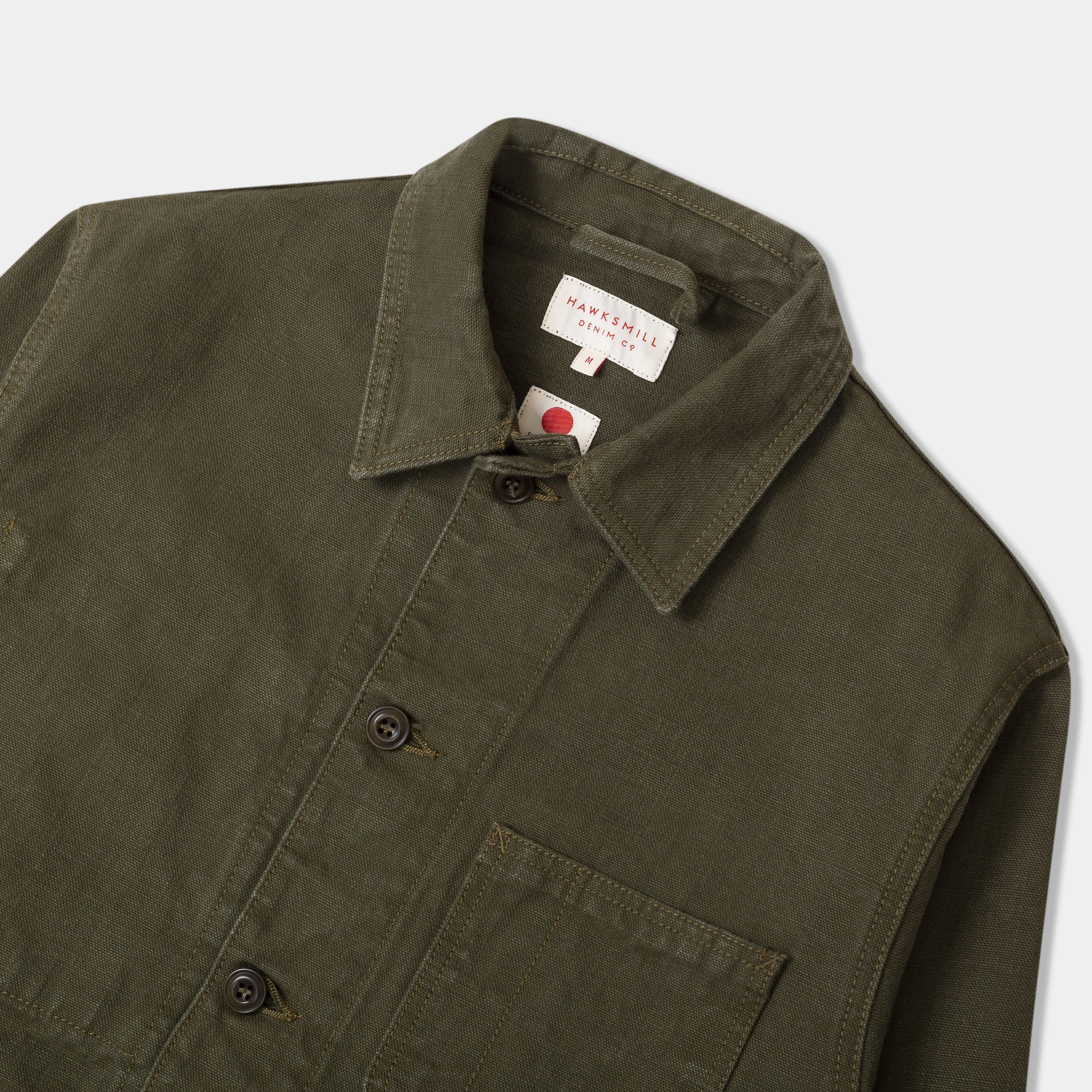 14.5oz Japanese Heavy Slub Cotton Canvas Utility Jacket Mk II (Olive)