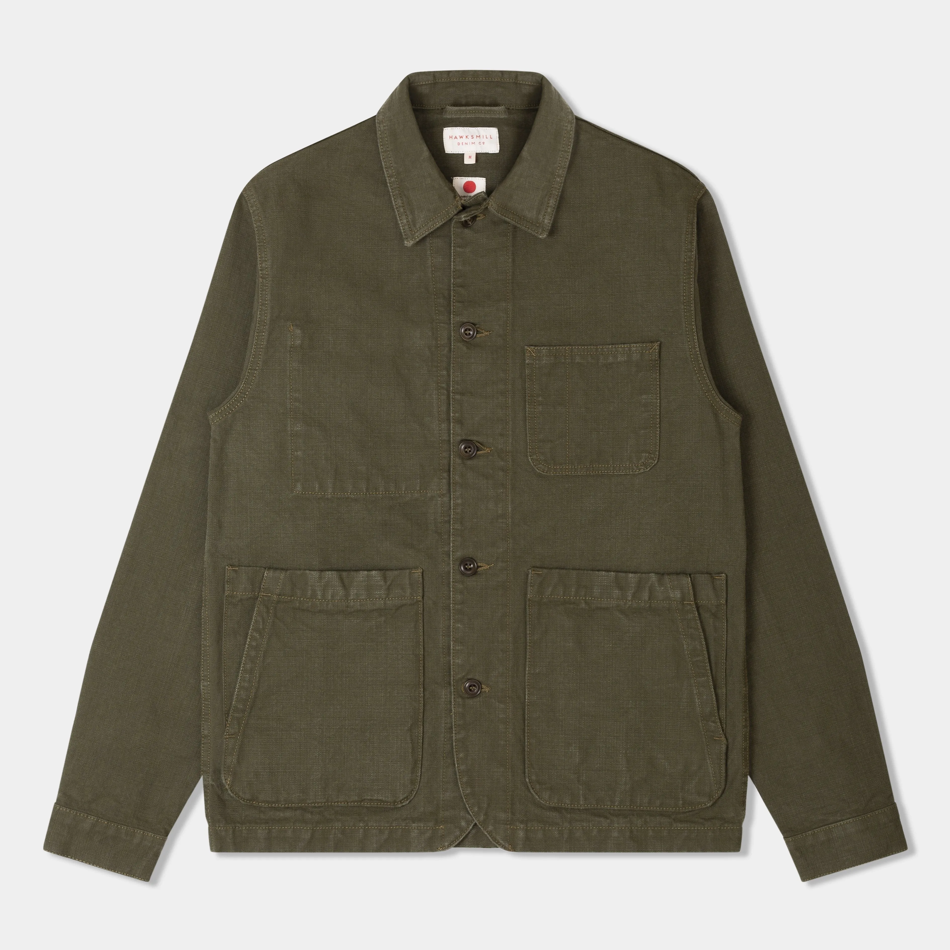 14.5oz Japanese Heavy Slub Cotton Canvas Utility Jacket Mk II (Olive)