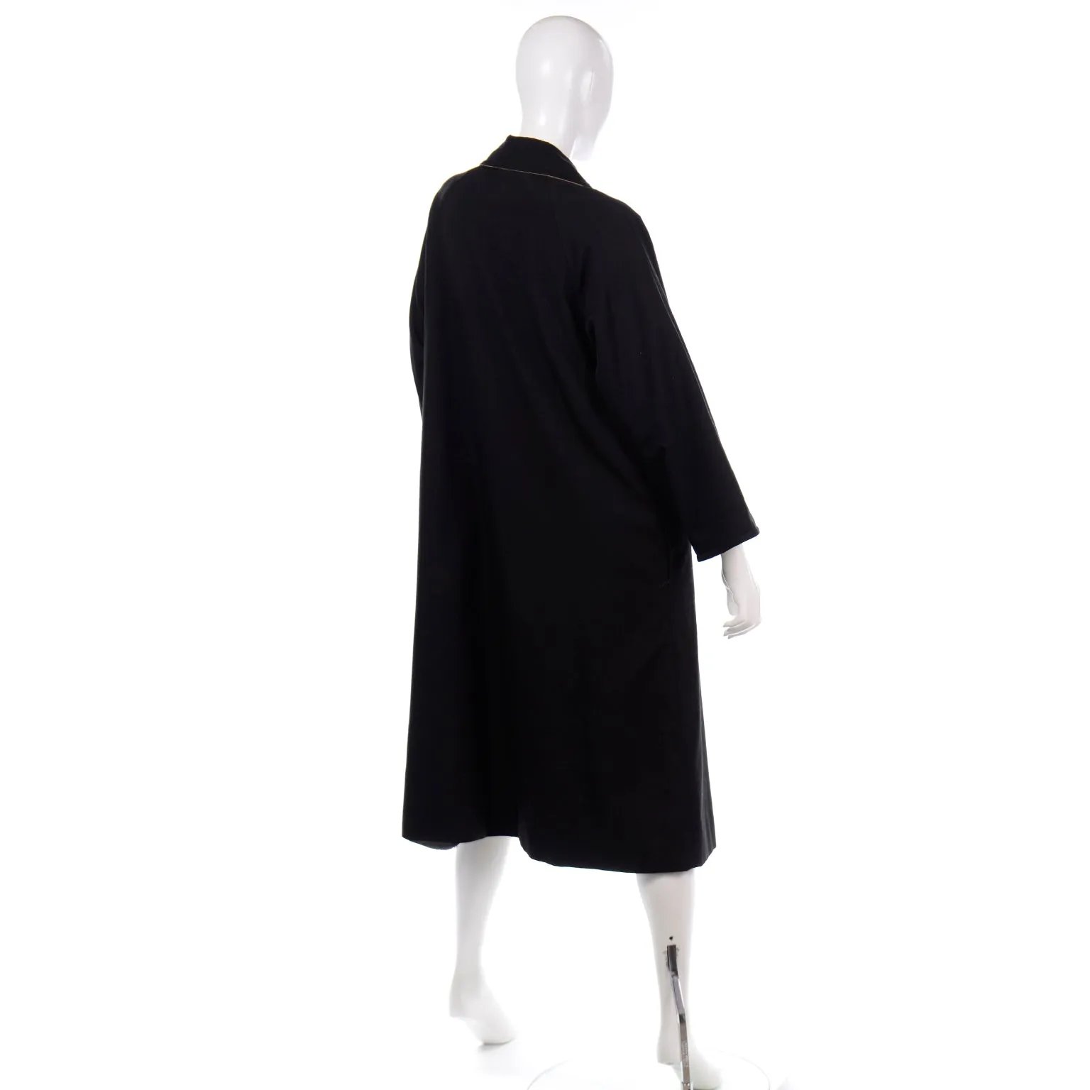 1970s Vintage Bonnie Cashin Black Coat All Weather Raincoat w Cashmere Lining