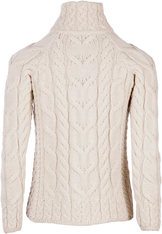 Aran - Shaped Zipper Cardi - Cream