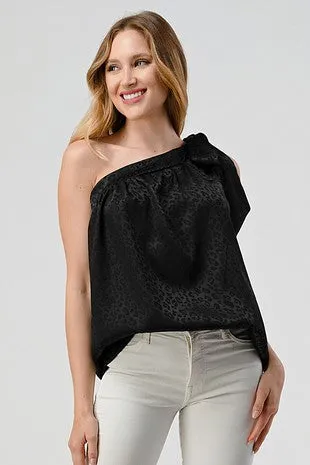 Black Satin Tie Top S