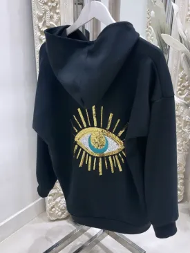 Black Sequin Eye Hoodie