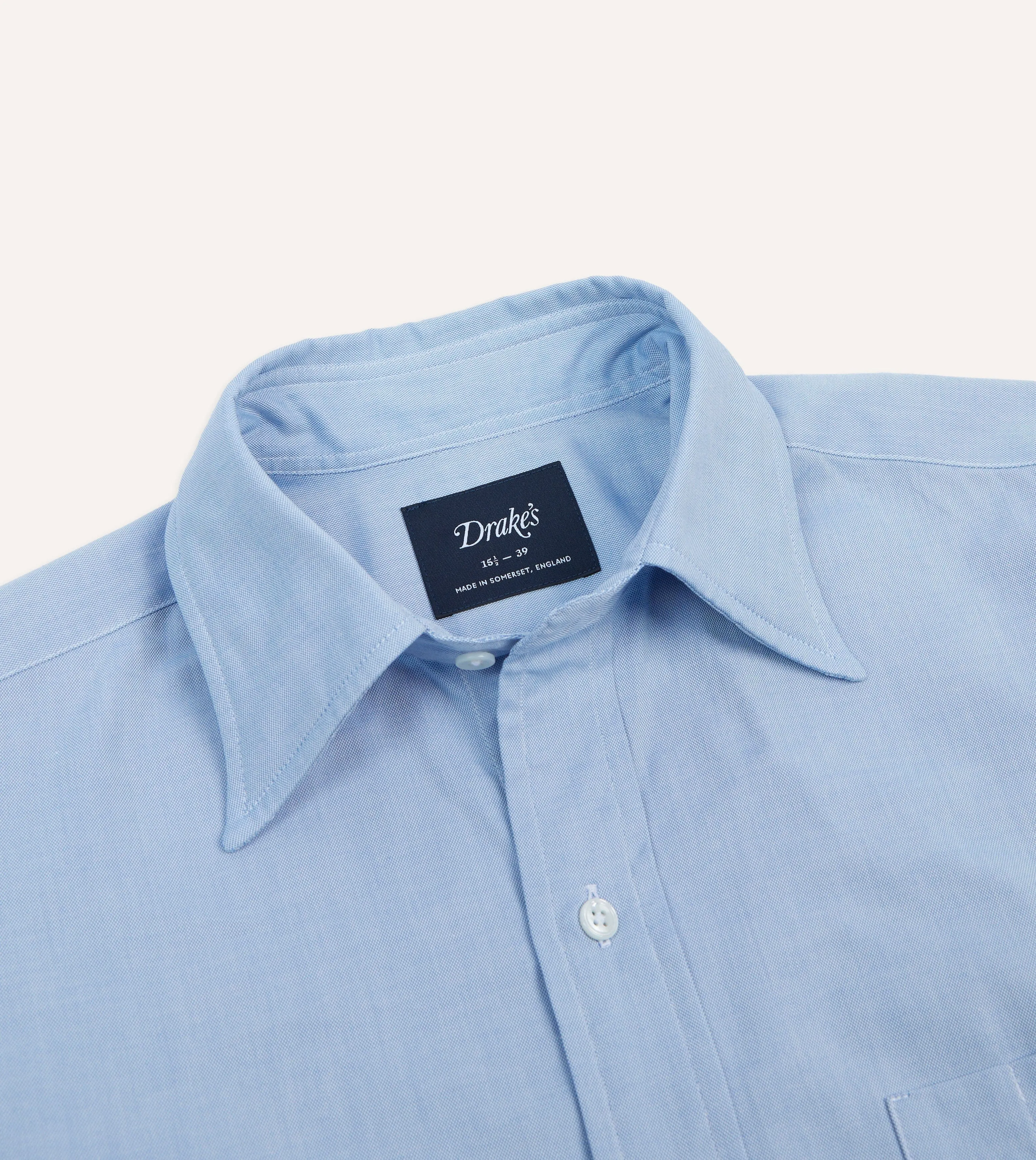 Blue Pinpoint Oxford Cotton Cloth Long Point Collar Shirt