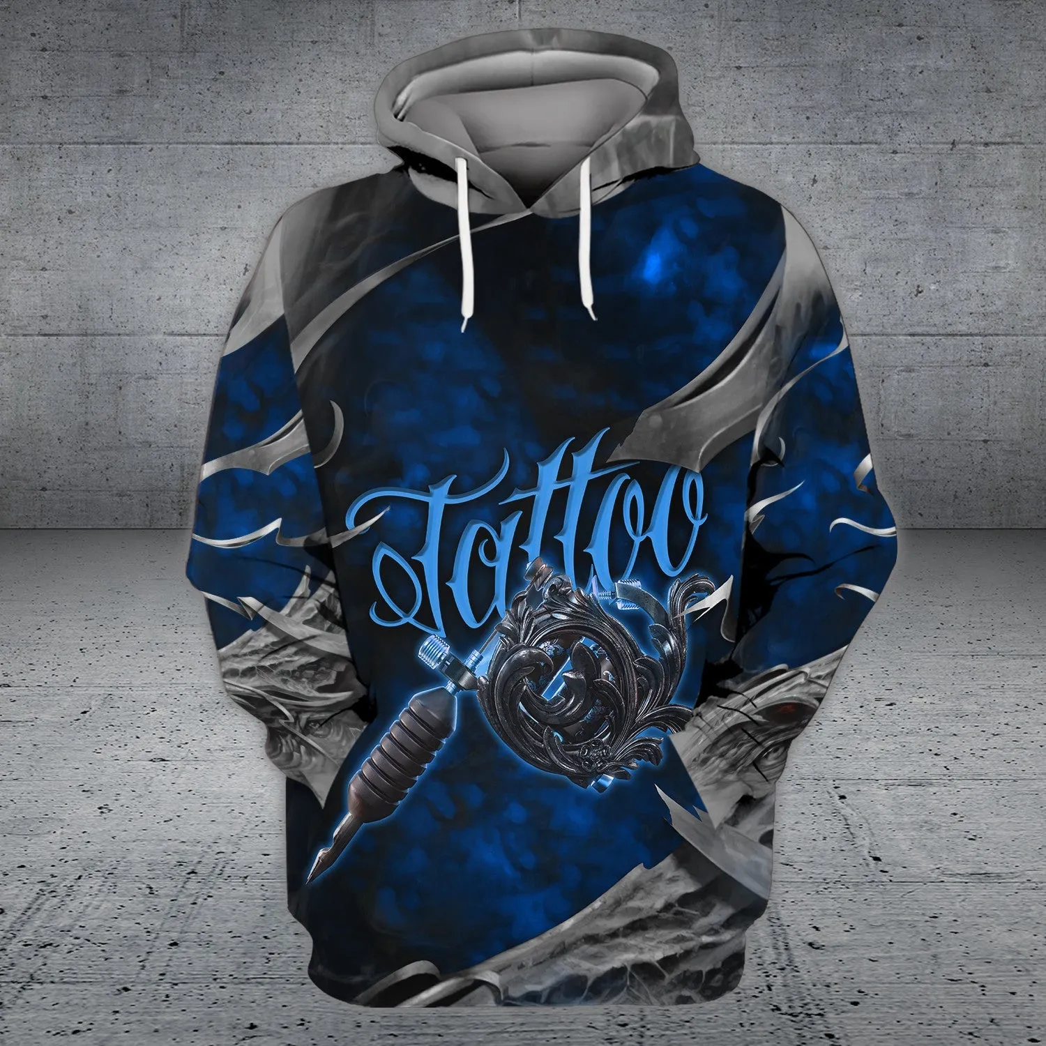 Blue Skull Tattoo Artist Pattern 3D Sweatshirt Shirts, Hoodie Shirt for Tattoo