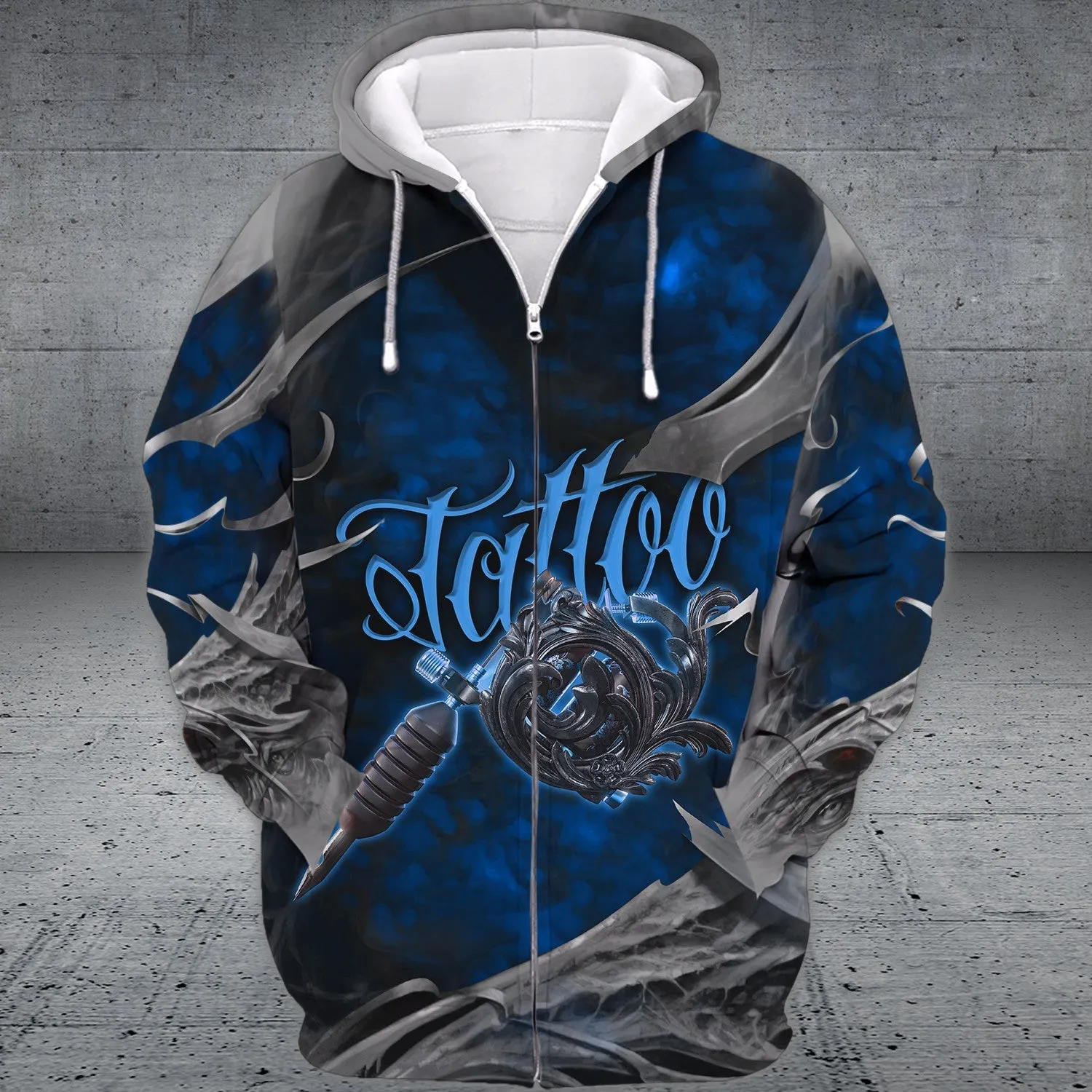 Blue Skull Tattoo Artist Pattern 3D Sweatshirt Shirts, Hoodie Shirt for Tattoo