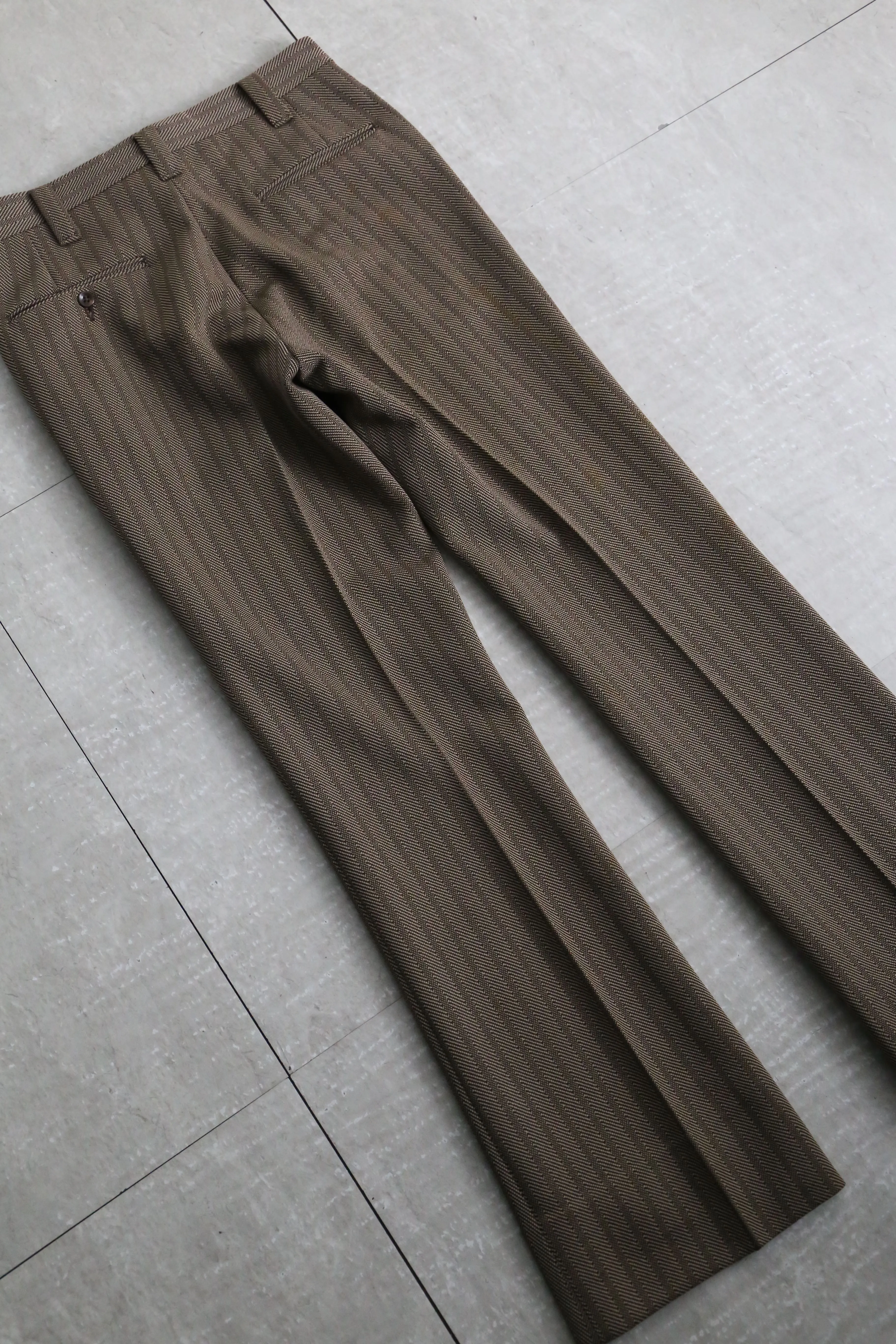 brown stripe semi flare pants