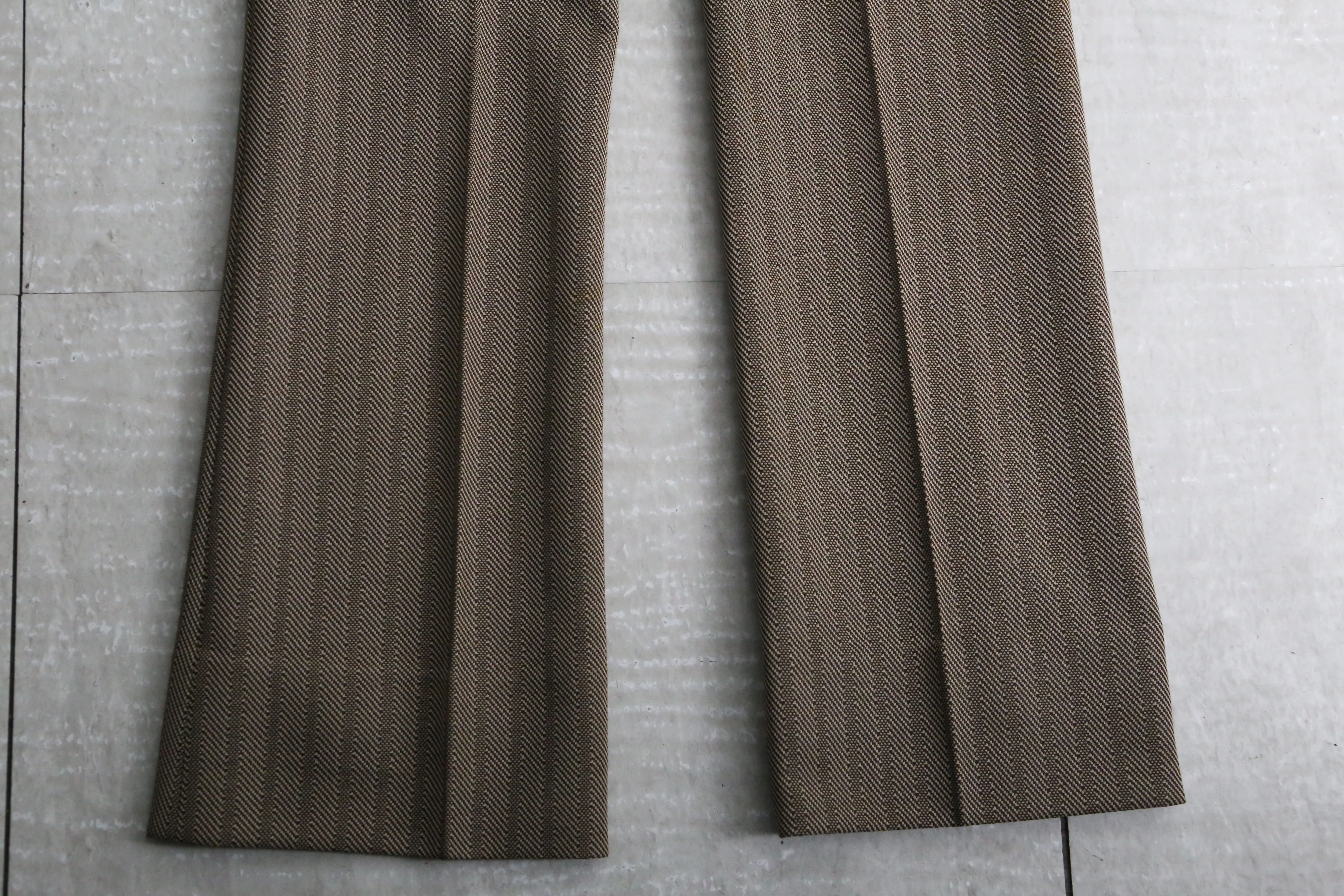 brown stripe semi flare pants