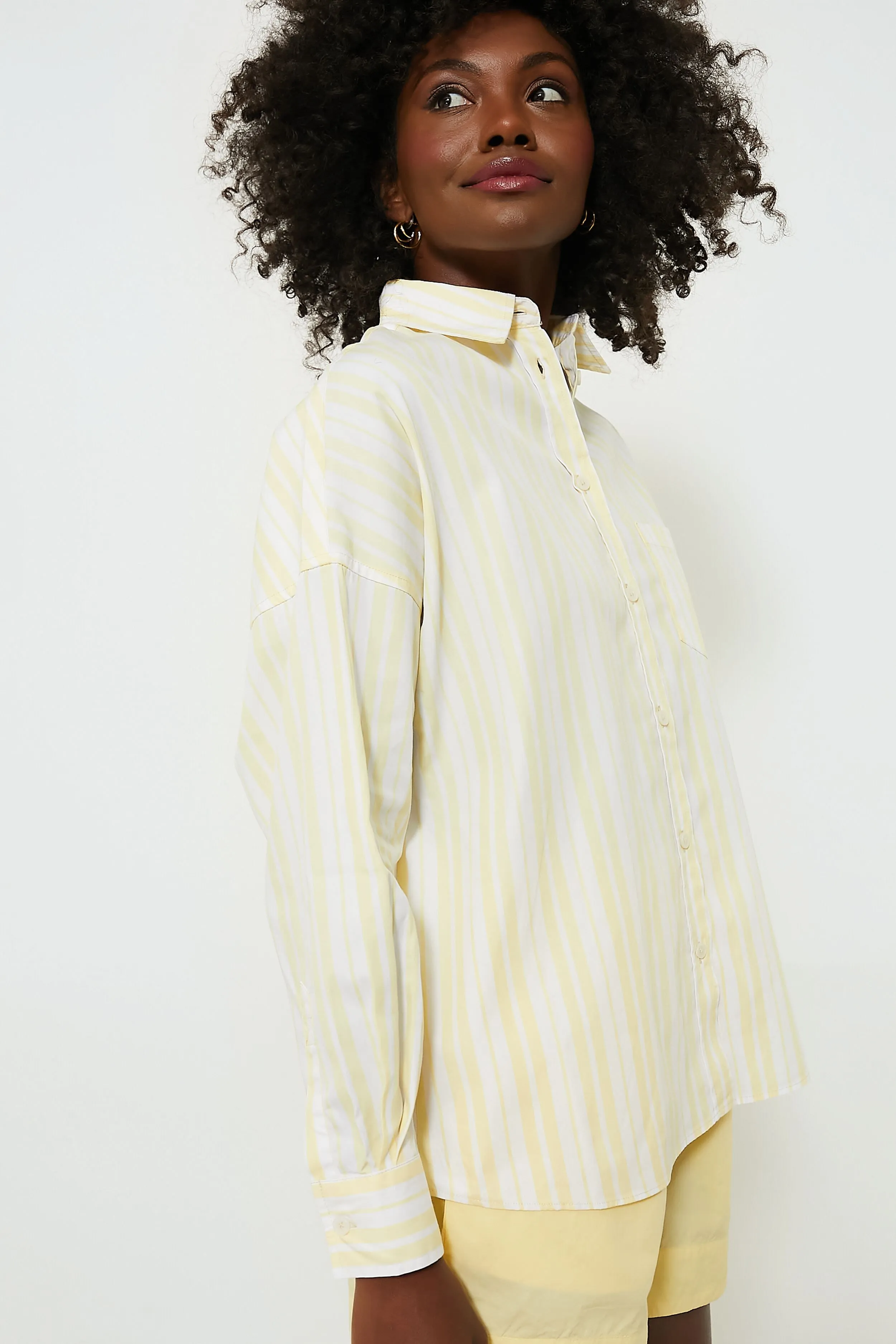 Butter and White Striped Chiara Classic Shirt