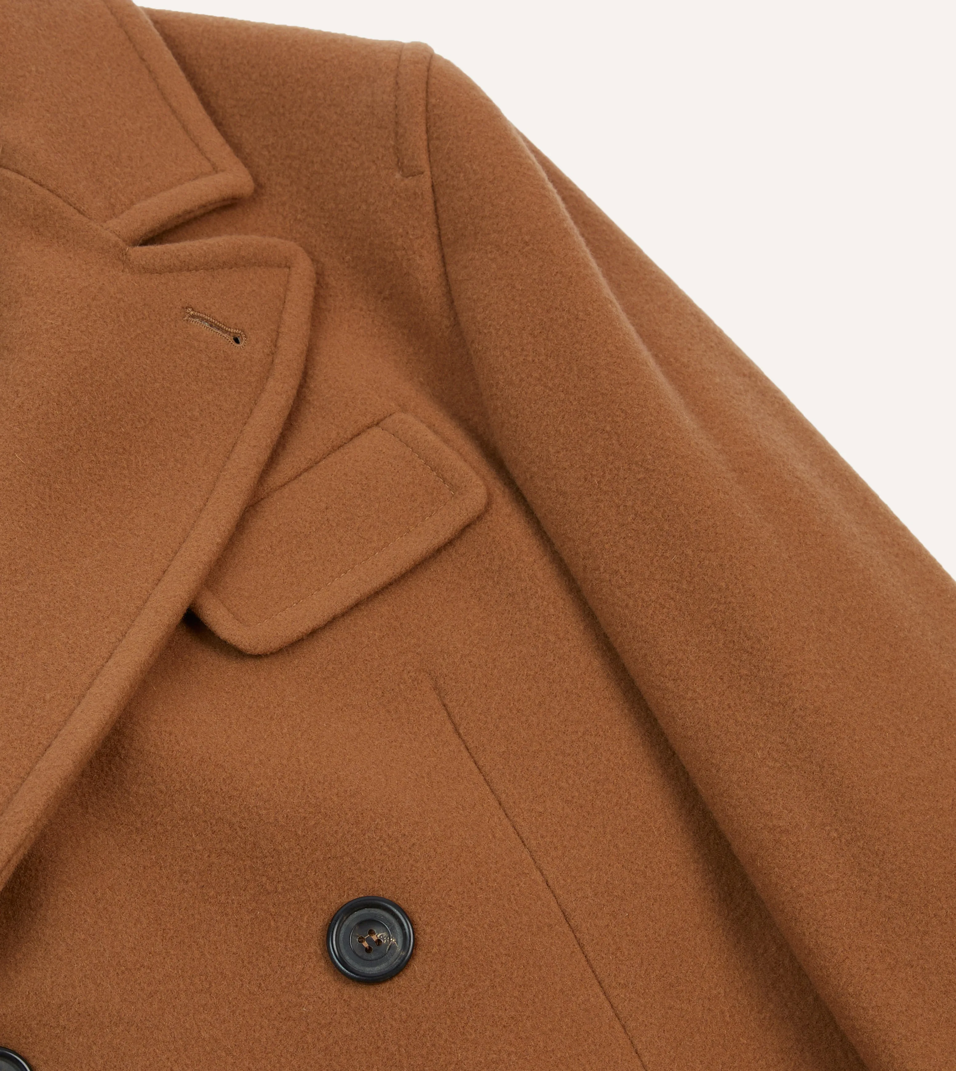 Camel Double-Breasted Cashmere-Wool Overcoat