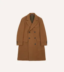 Camel Double-Breasted Cashmere-Wool Overcoat