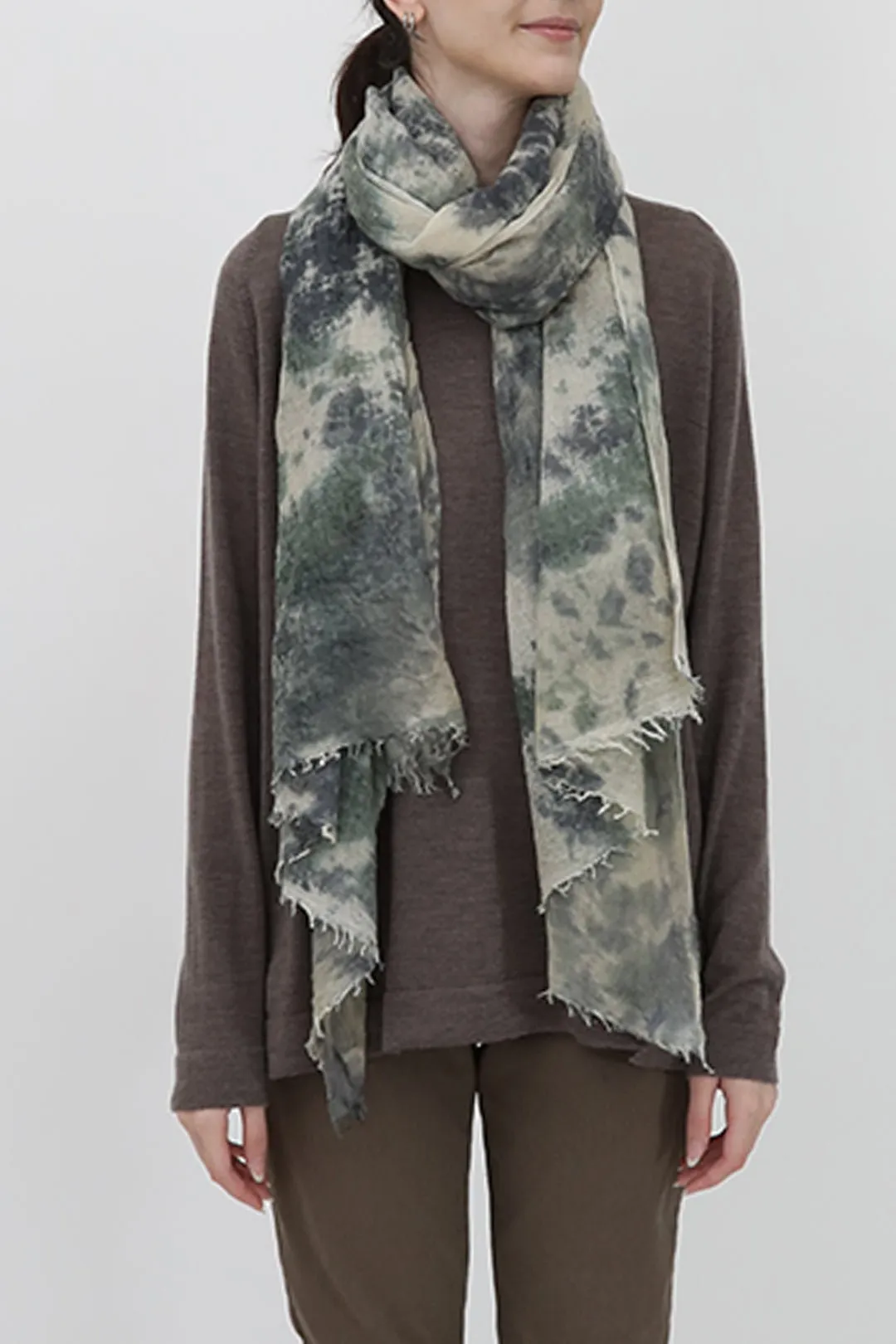 CAMOUFLAGE SCARF IN HAND DYED CASHMERE