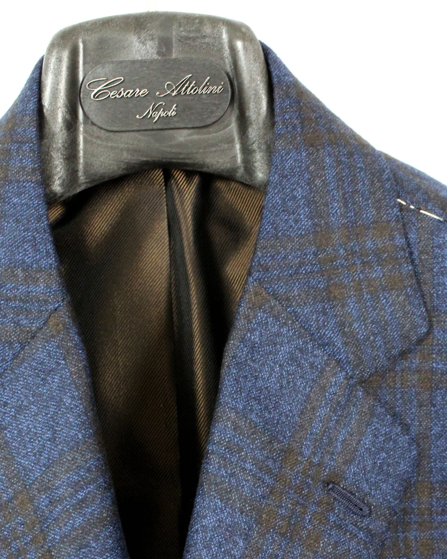 Cesare Attolini Sport Coat Gray Midnight Blue Brown Windowpane Cashmere EU 54/ US 44