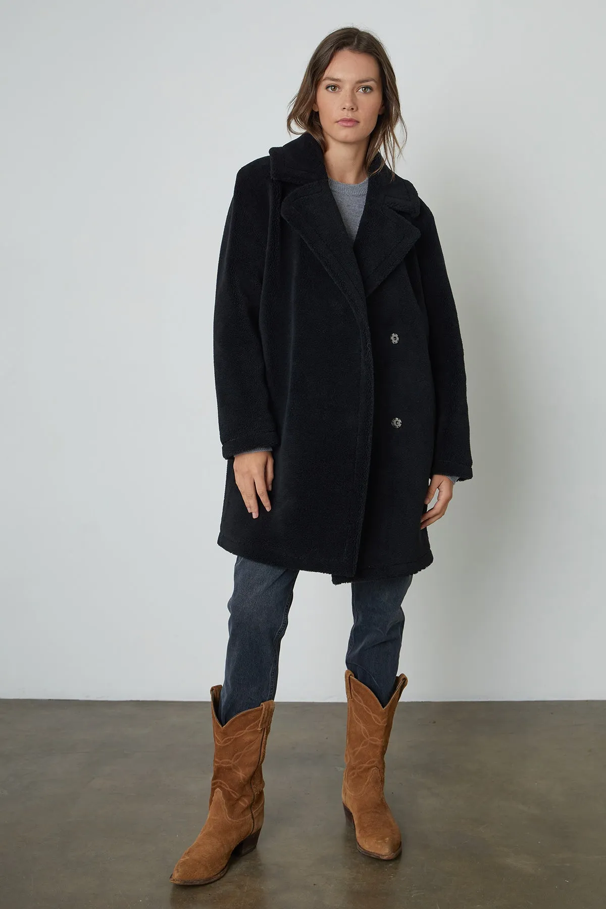 CHRISTINE FAUX SHERPA COAT