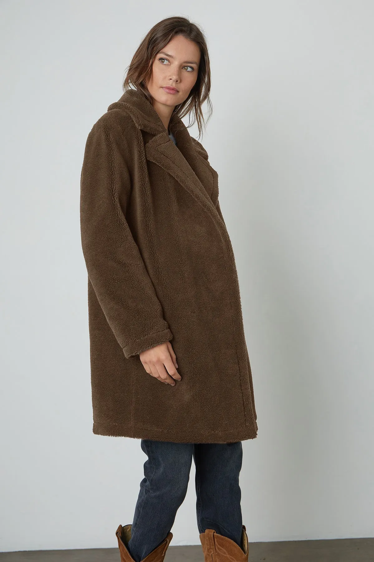 CHRISTINE FAUX SHERPA COAT