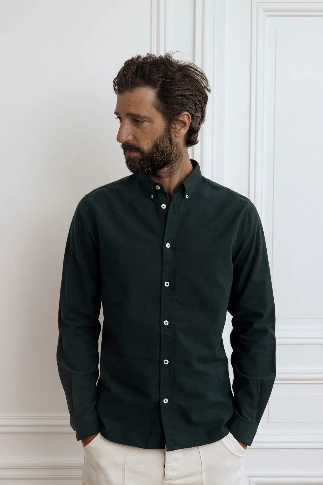 Cuisse de Grenouille Green Brushed Oxford Shirt