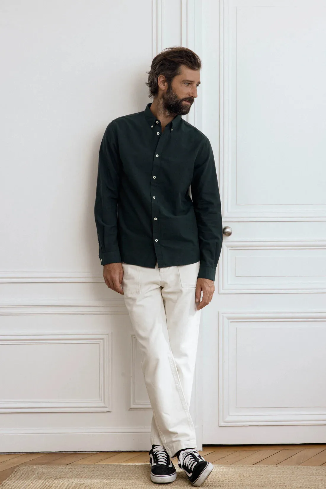 Cuisse de Grenouille Green Brushed Oxford Shirt