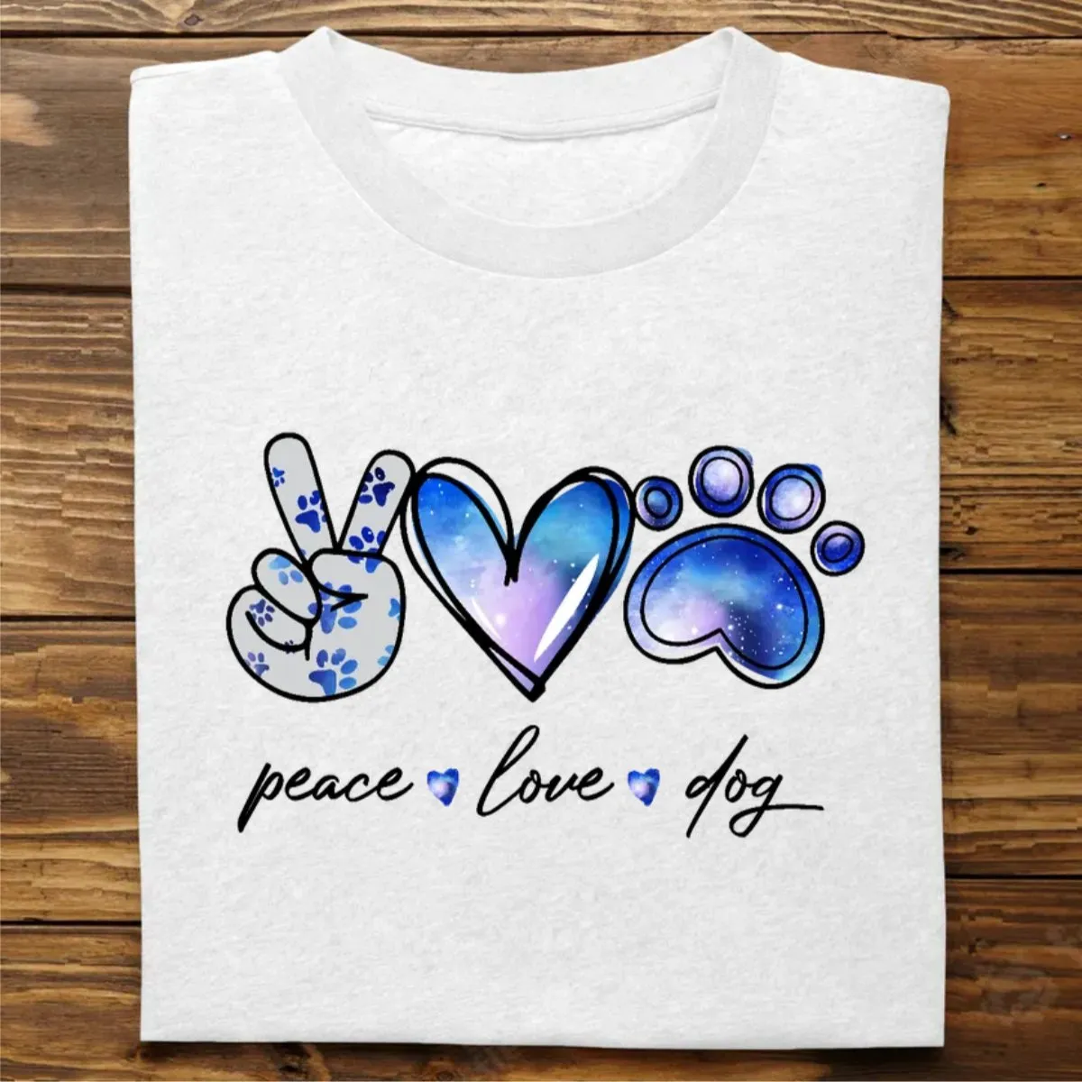 Dog Lovers - Peace Love & Paws - Personalized White Unisex T-Shirt (Ver 2)