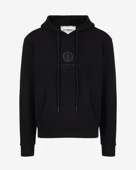 Embroidered Round Logo Sweat Hoodie (Black) - I23E02363209000