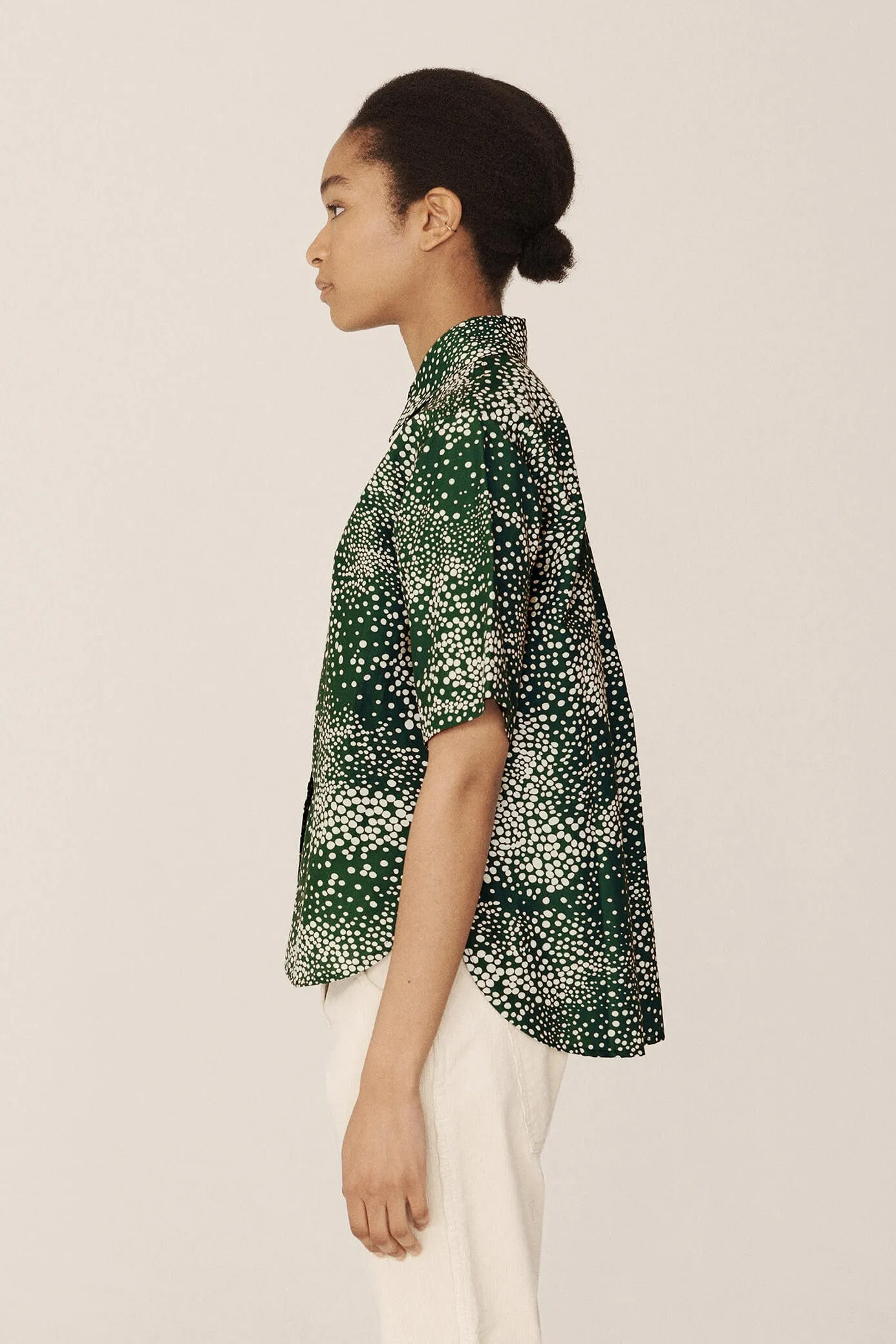 EVA Snowstorm Print Cotton Silk Shirt - Green