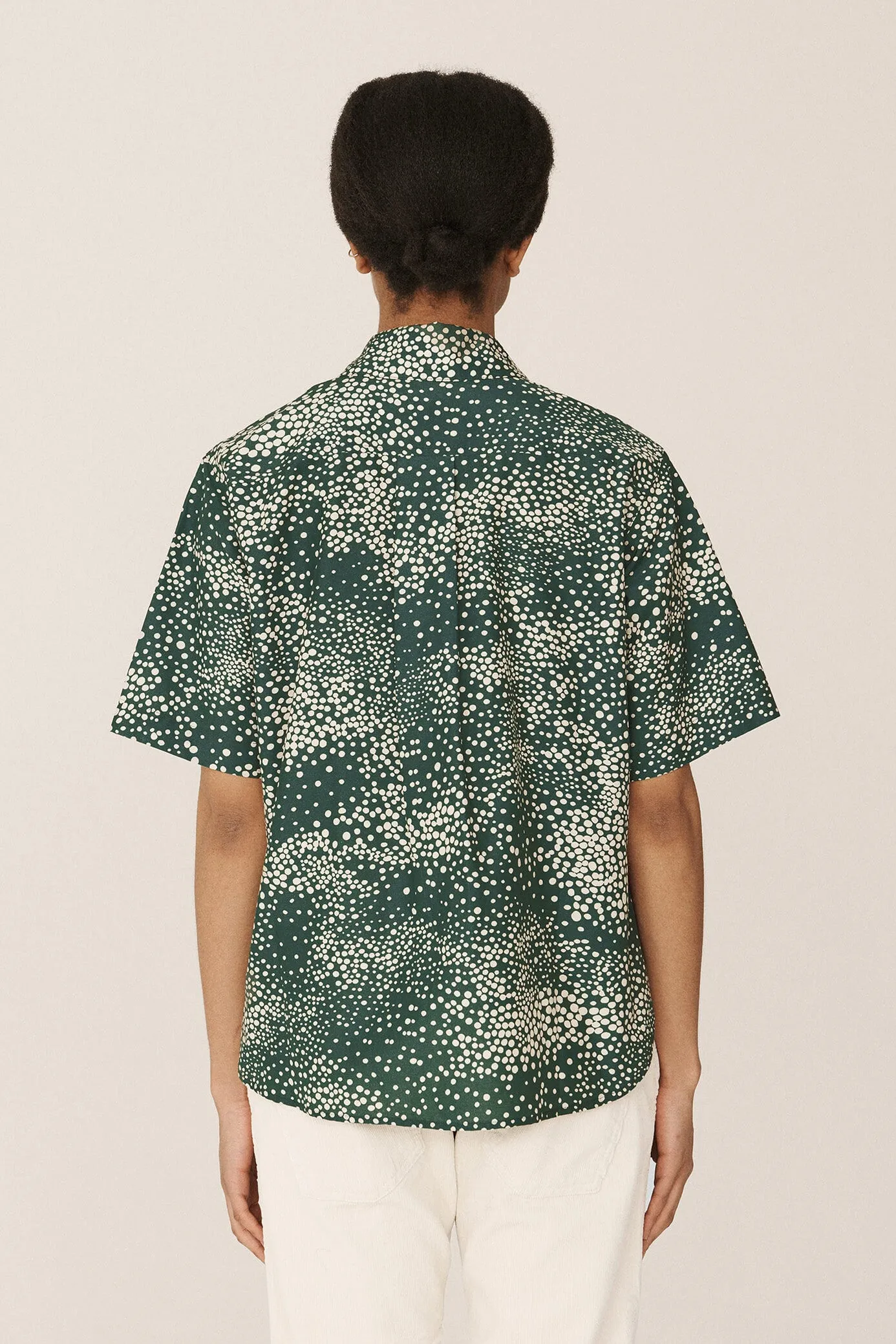 EVA Snowstorm Print Cotton Silk Shirt - Green