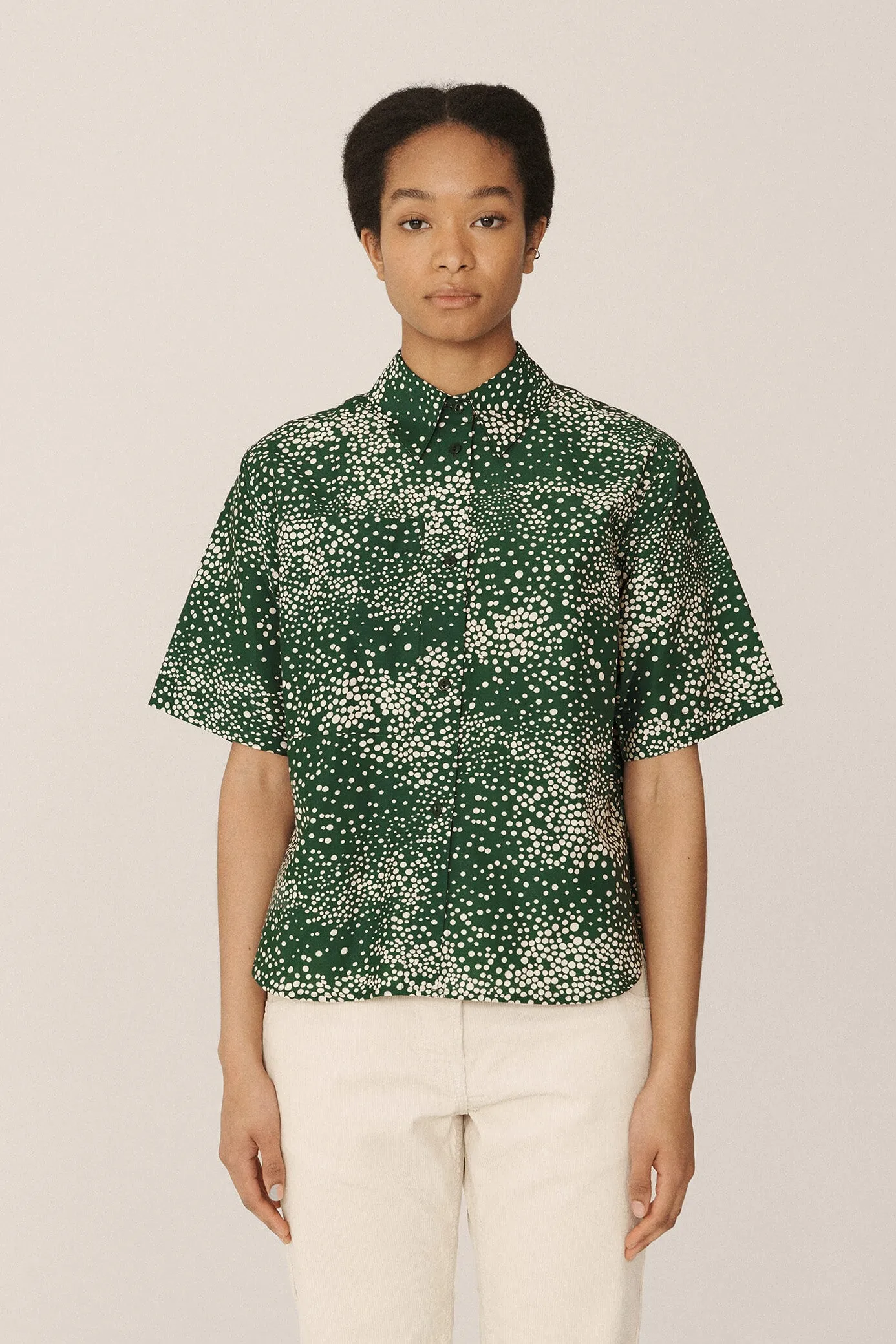 EVA Snowstorm Print Cotton Silk Shirt - Green