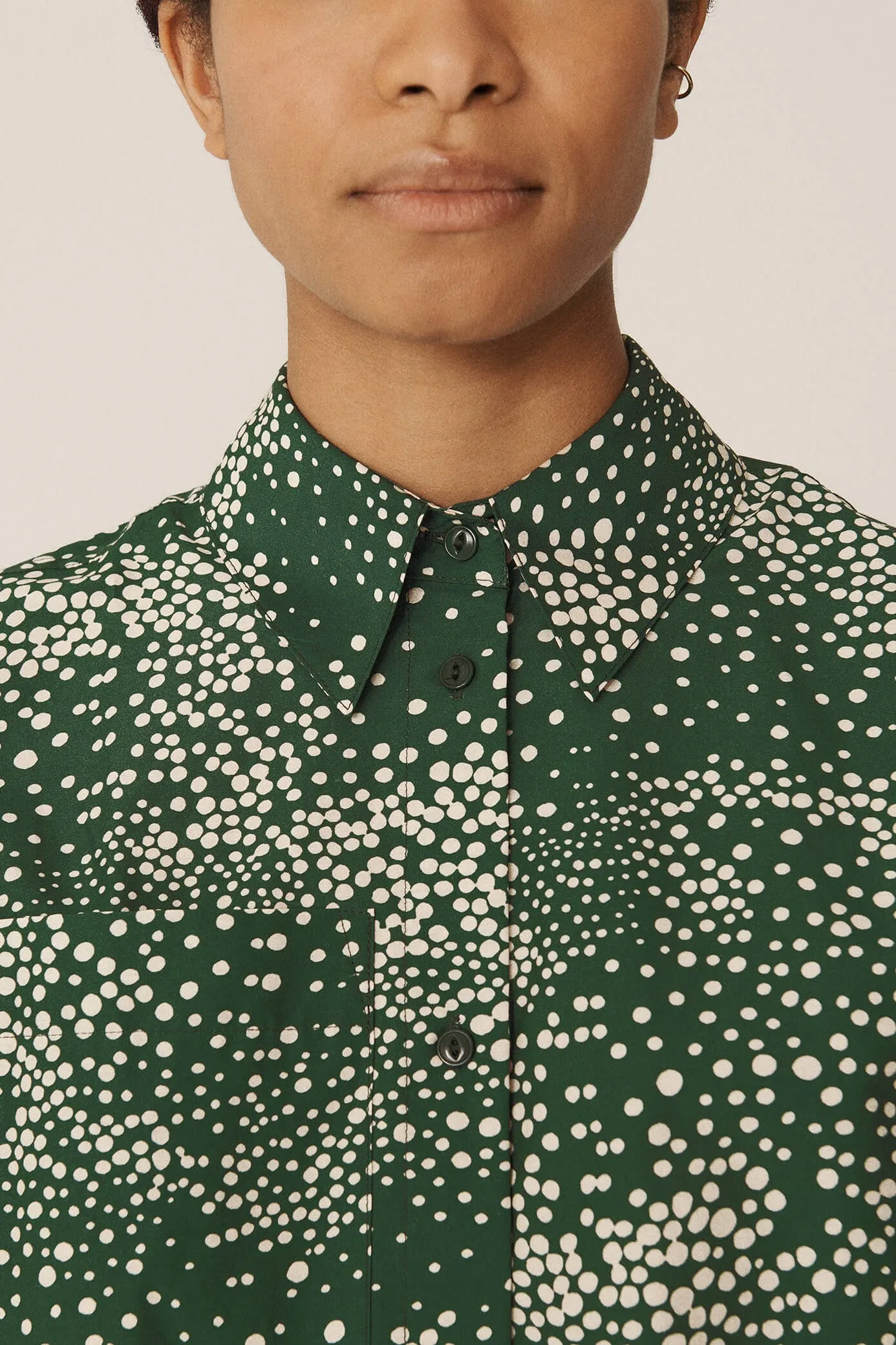 EVA Snowstorm Print Cotton Silk Shirt - Green