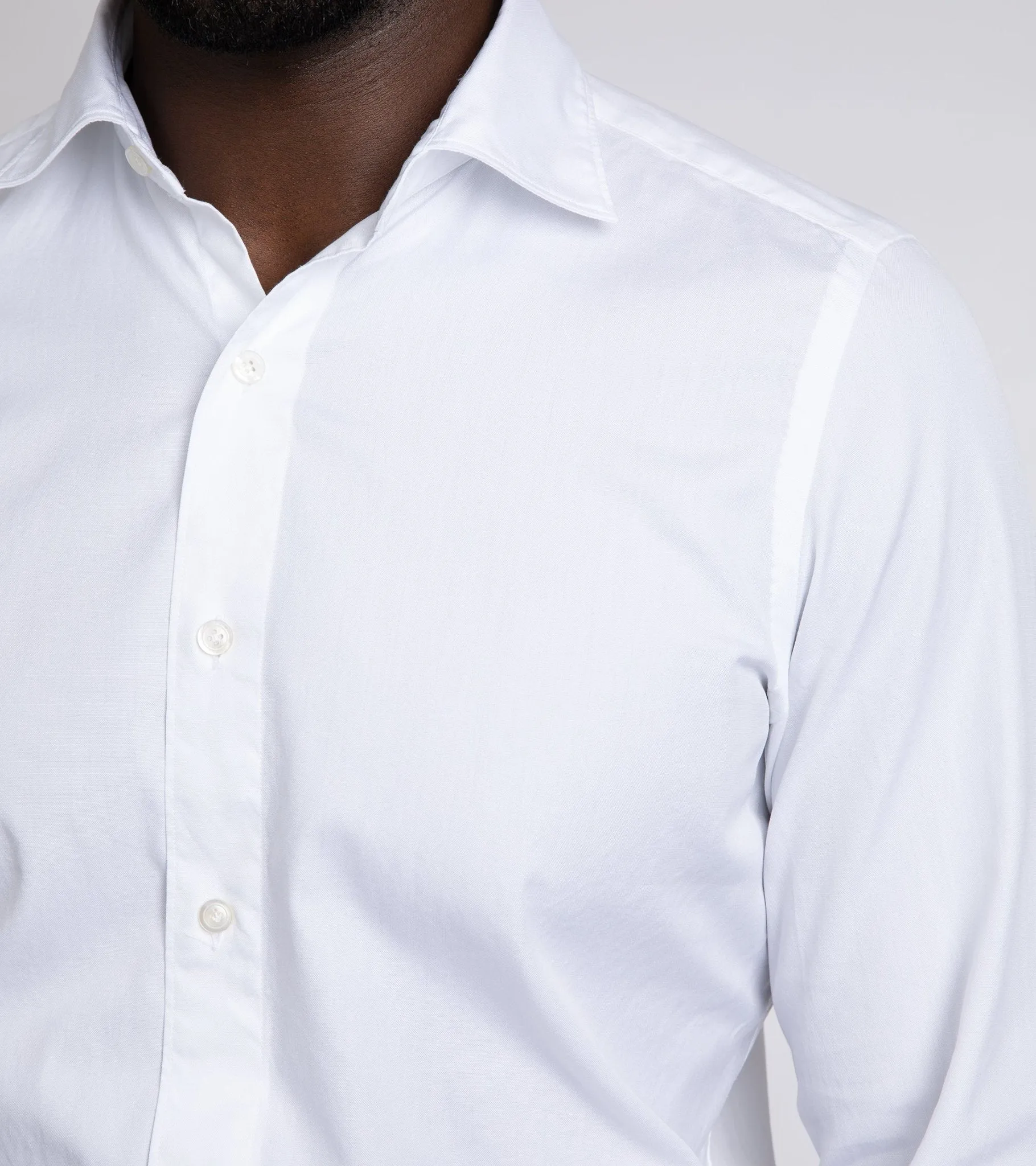 Finamore Gaeta Classic Cotton Luigi Sport Shirt: Fine Oxford White