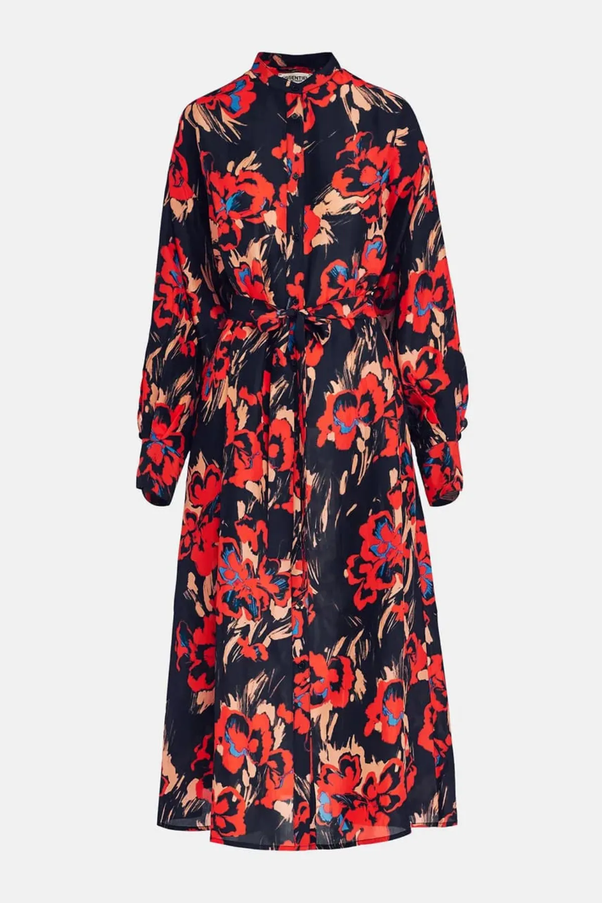 GALADRIEL SILK SHIRT DRESS BLACK/RED S