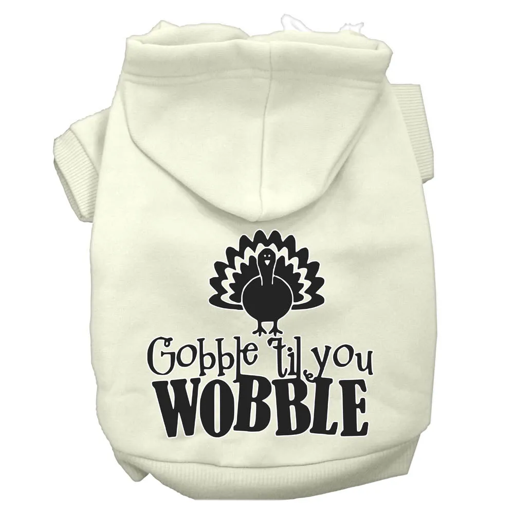 Gobble Til You Wobble Screen Print Dog Hoodie Cream L