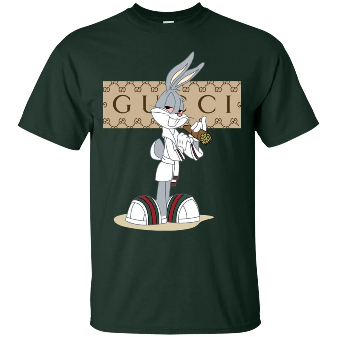 Gucci Rabbit Smoking Funny T-shirt Men Cotton T-Shirt