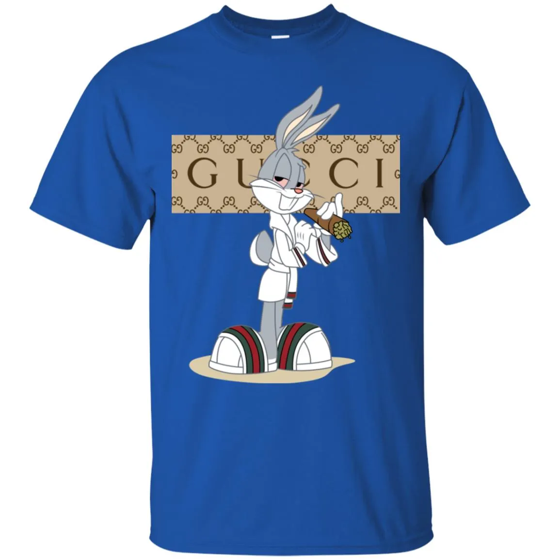 Gucci Rabbit Smoking Funny T-shirt Men Cotton T-Shirt