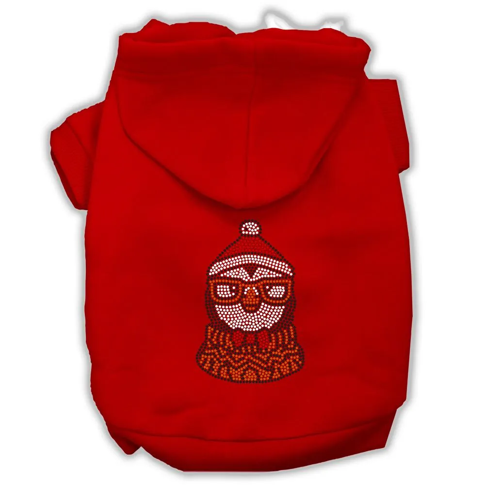 Hipster Penguin Rhinestone Dog Hoodie Red S (10)