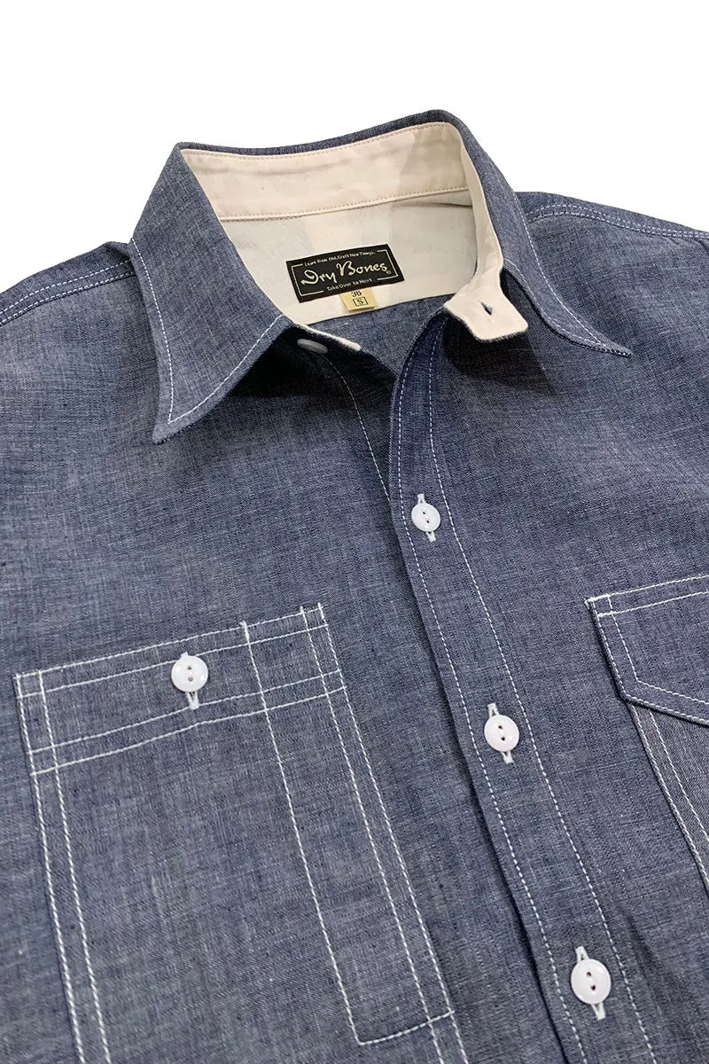 Irregular Pocket Chambray Work Shirt