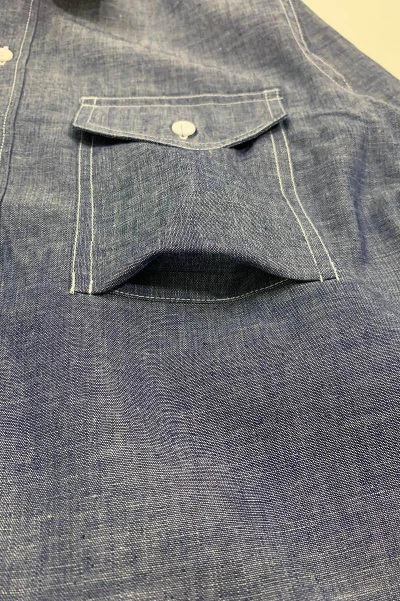 Irregular Pocket Chambray Work Shirt