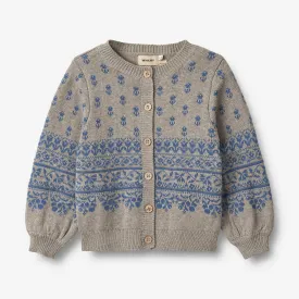 Jacquard Cardigan Vikki - warm grey melange