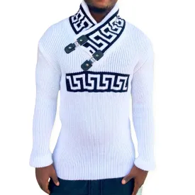 [Jetson] White Shawl Collar Sweater