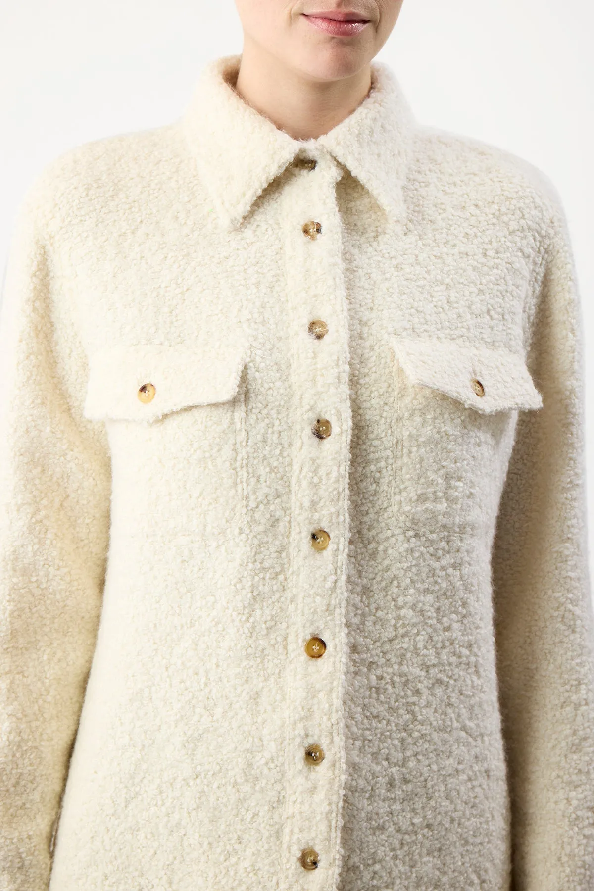 John Austin Shirt in Ivory Recycled Cashmere Boucle