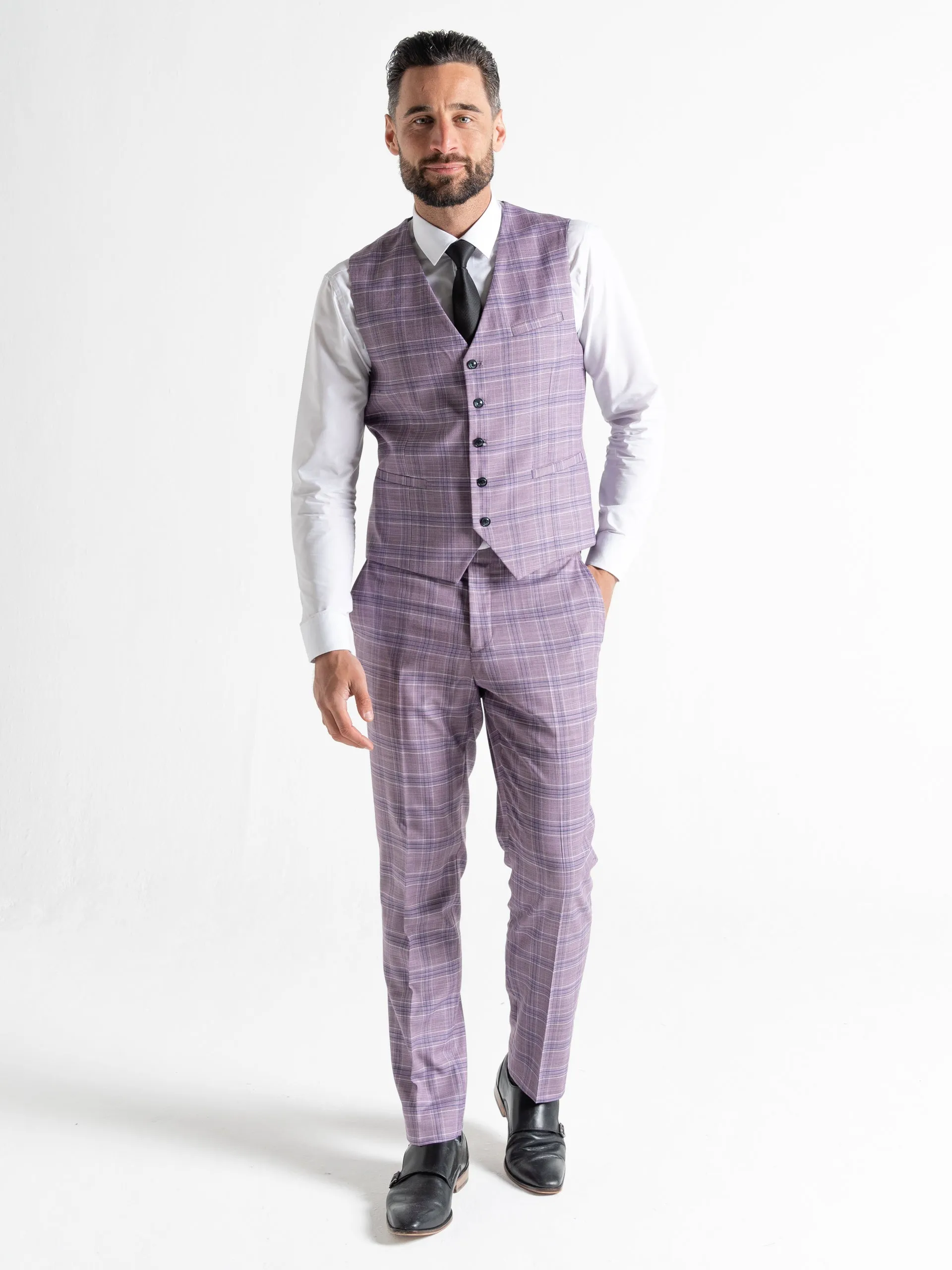 KENSINGTON LILAC WITH WHITE AND NAVY BLUE CHECKS DETAILING