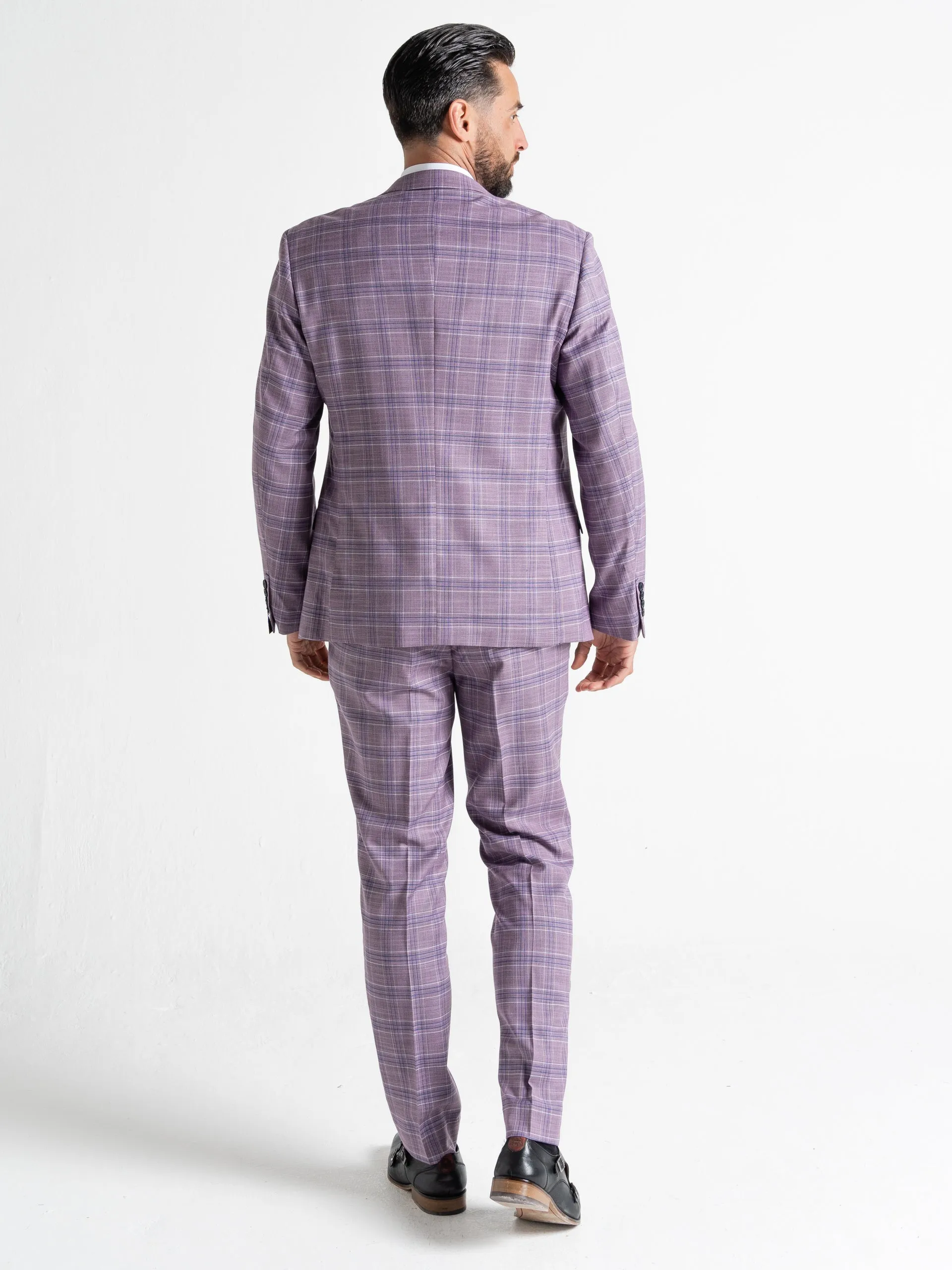 KENSINGTON LILAC WITH WHITE AND NAVY BLUE CHECKS DETAILING