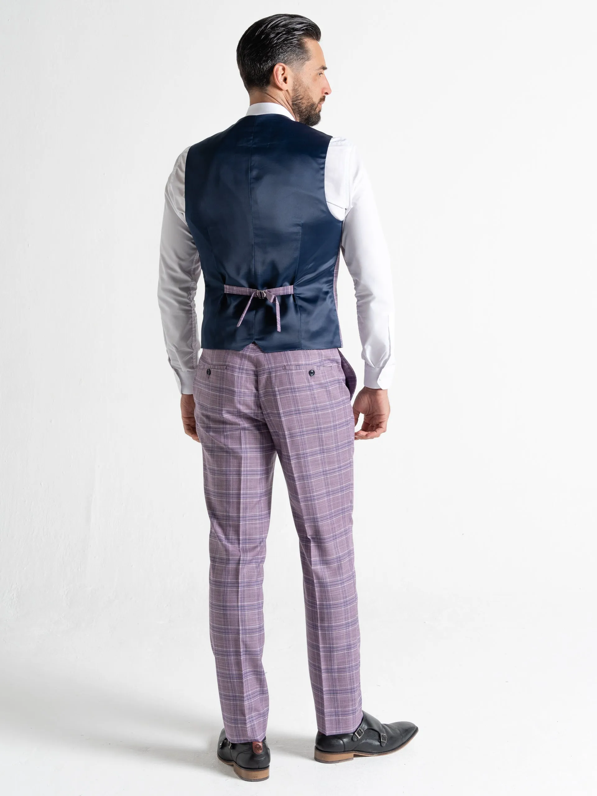 KENSINGTON LILAC WITH WHITE AND NAVY BLUE CHECKS DETAILING