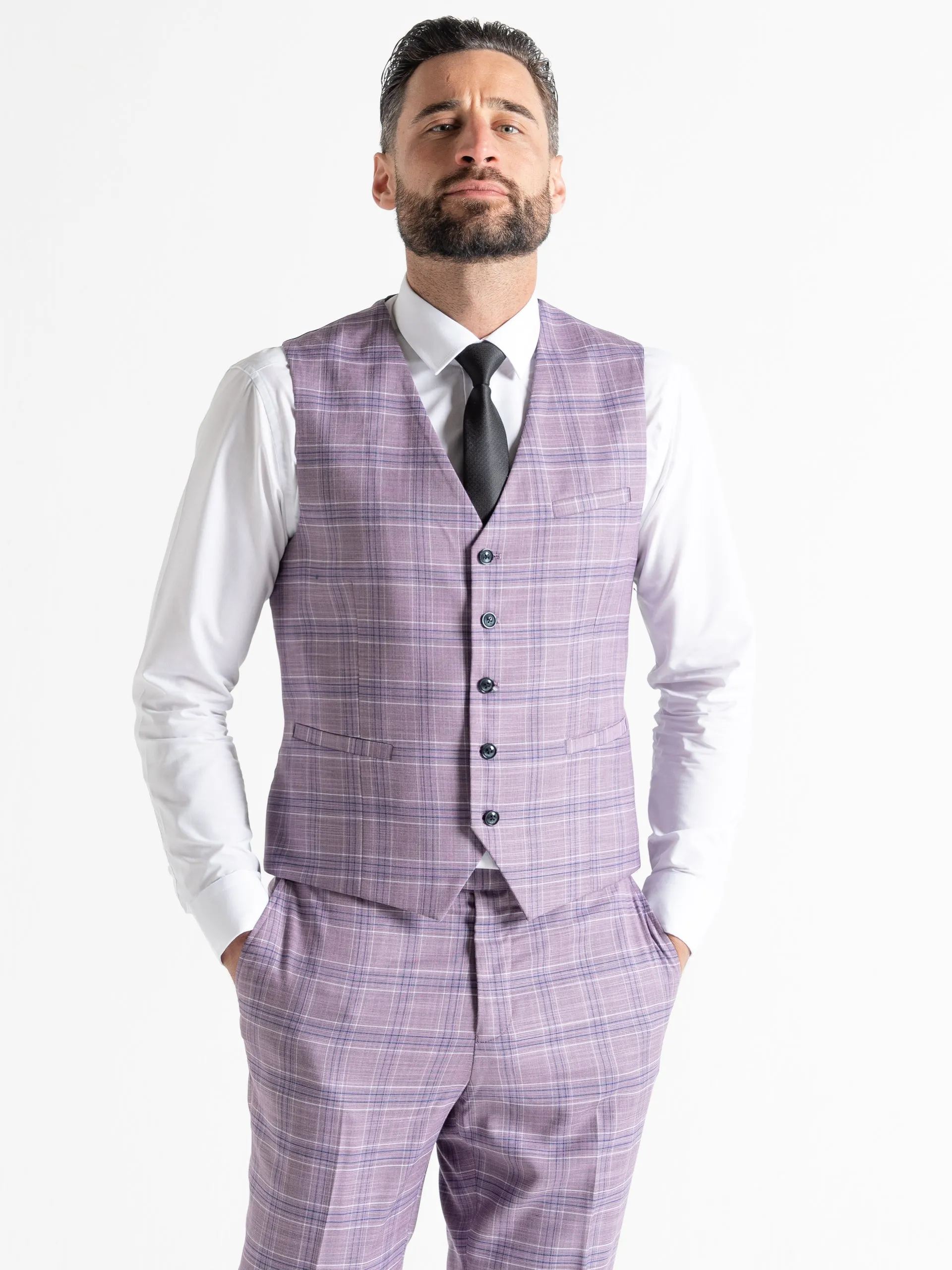 KENSINGTON LILAC WITH WHITE AND NAVY BLUE CHECKS DETAILING