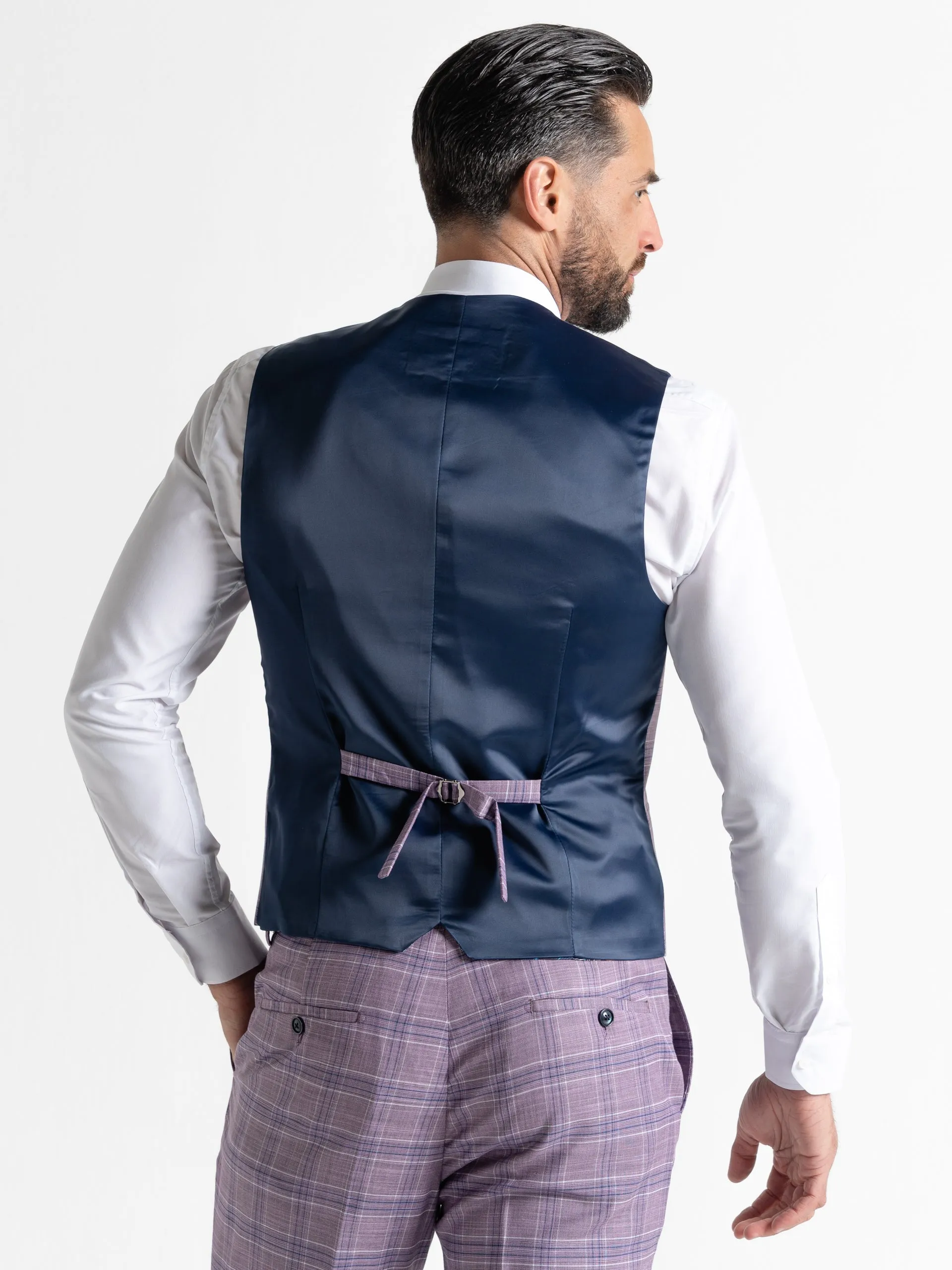 KENSINGTON LILAC WITH WHITE AND NAVY BLUE CHECKS DETAILING