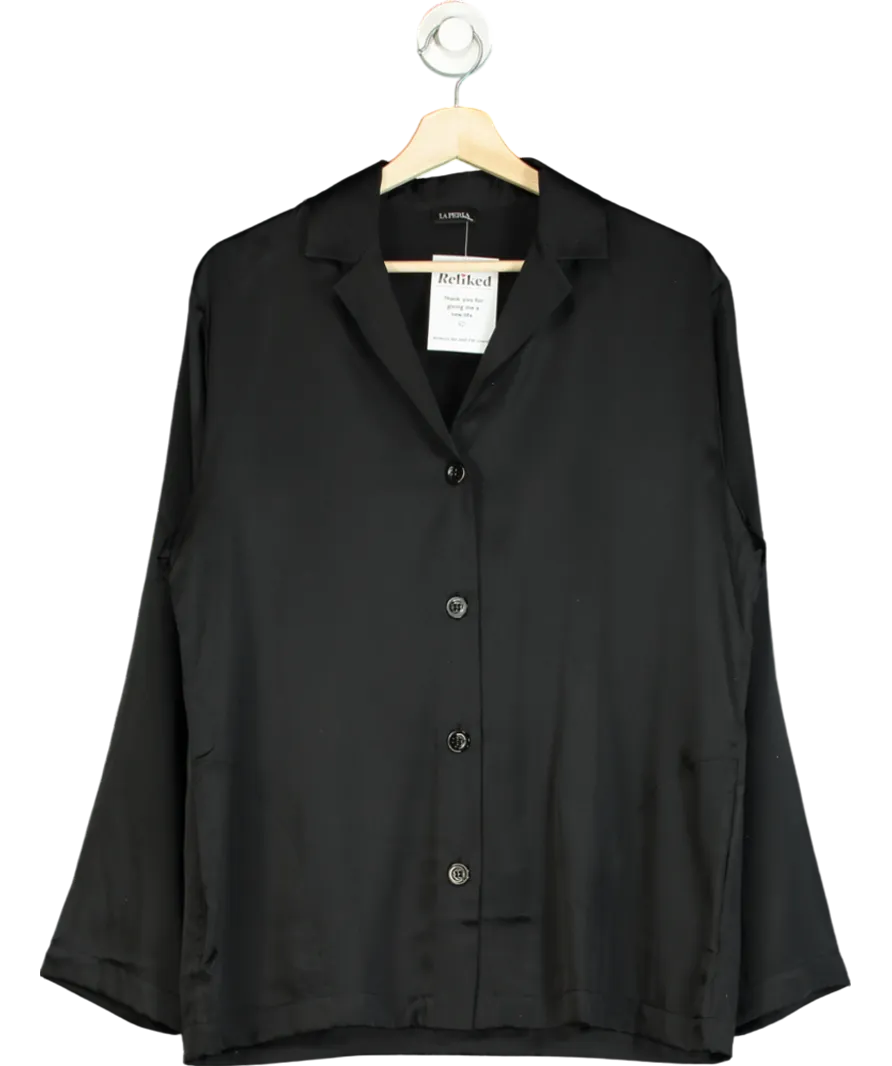 La Perla Black Silk Pyjama Shirt UK 14