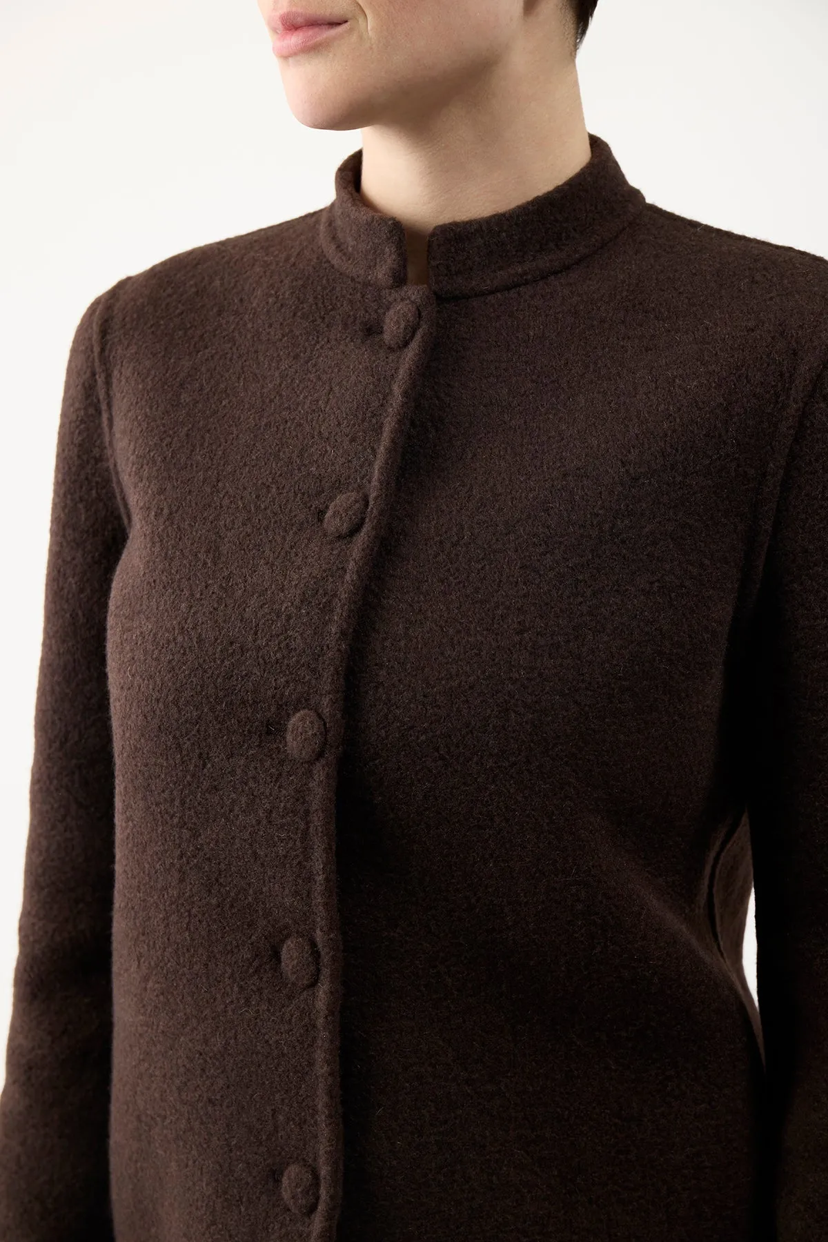 Larrington Jacket in Chocolate Double-Face Recycled Cashmere Felt