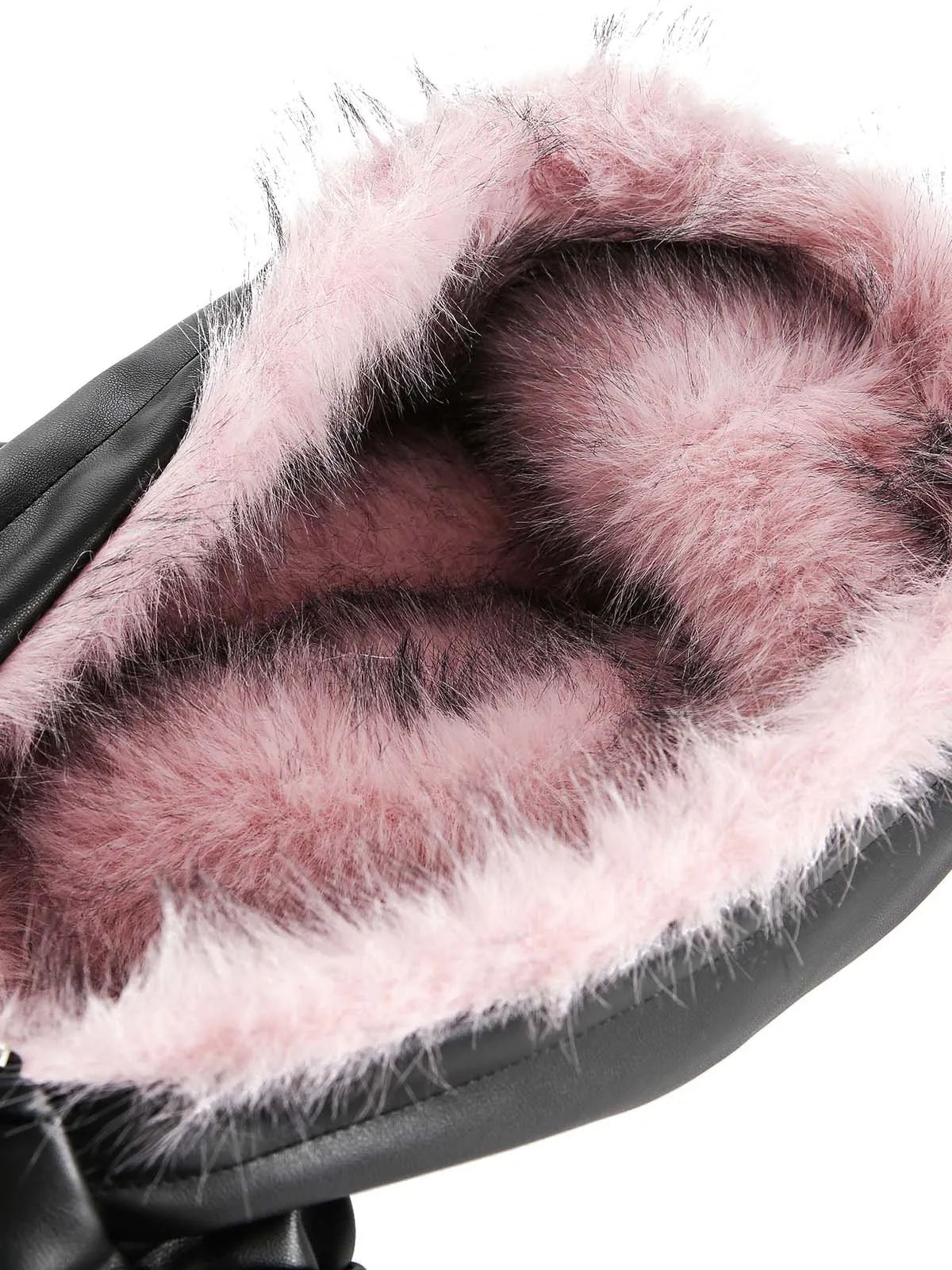 Leather Pink Fur Hooded Quilted Jacket