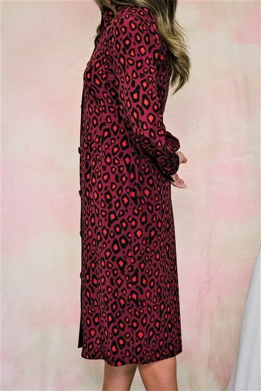 Leopard Silk Shirtdress