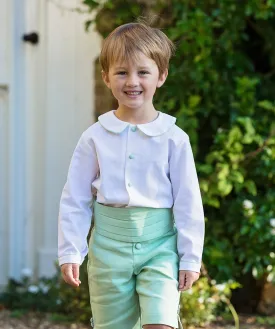 Linen Shirt with Green Trim and Buttons