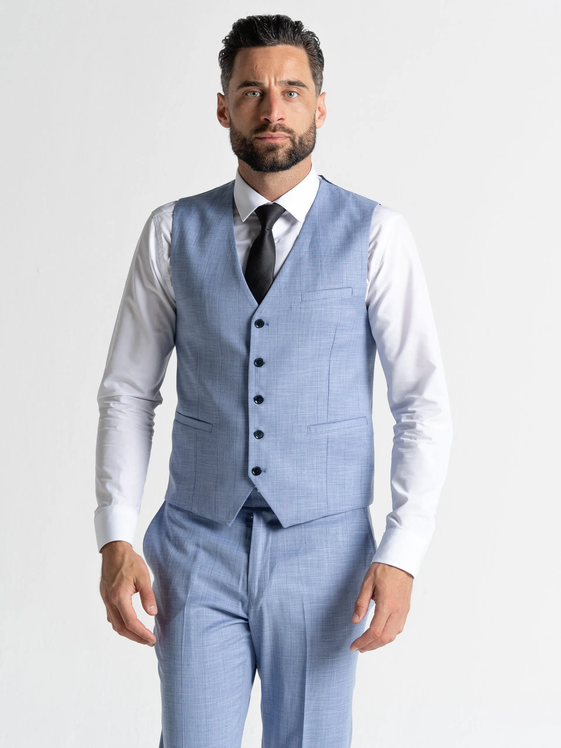 OXFORD SKY BLUE WITH BLUE CHECKS DETAILING