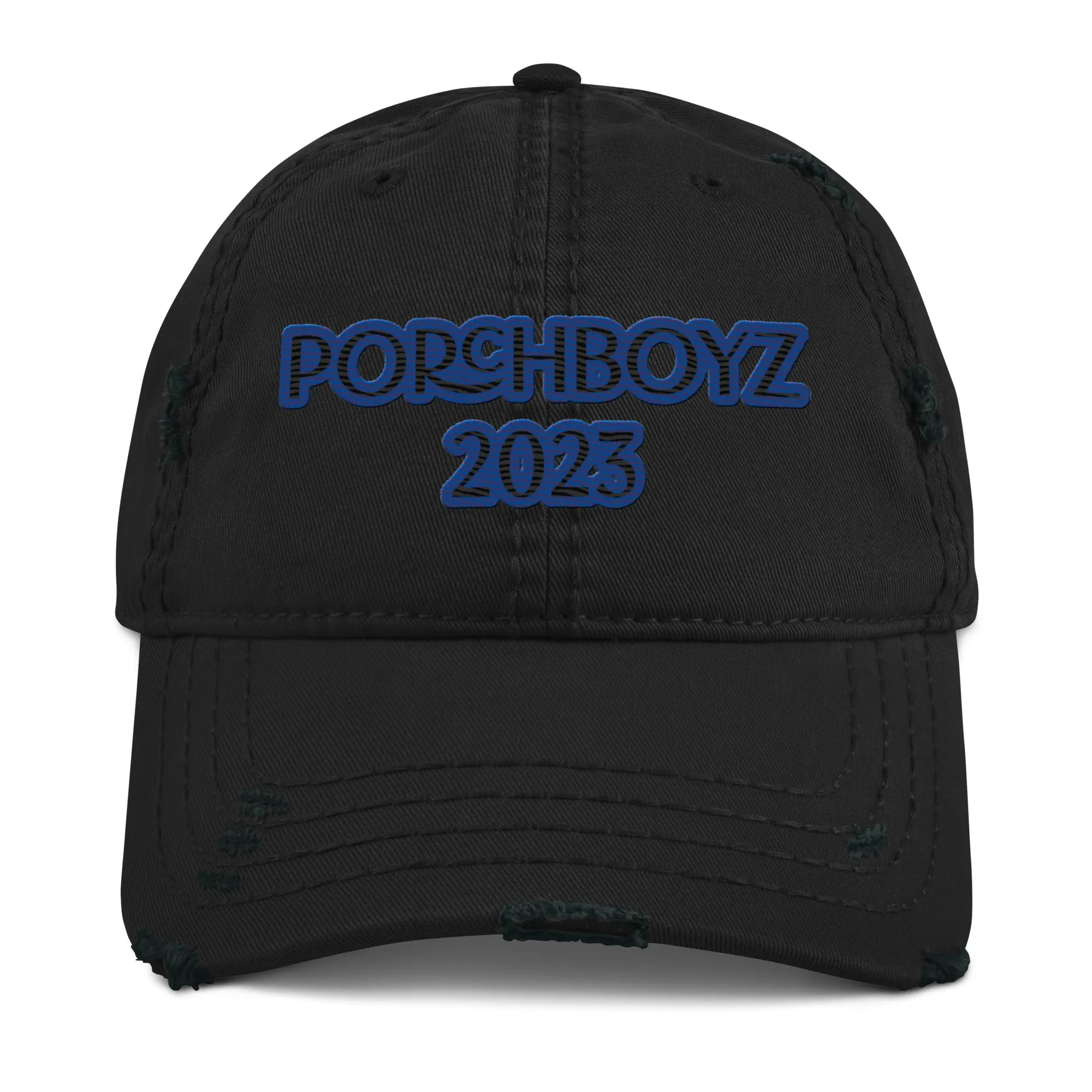 PORCHBOYZ EMBROIDERED "BLUE" Distressed Dad Hat