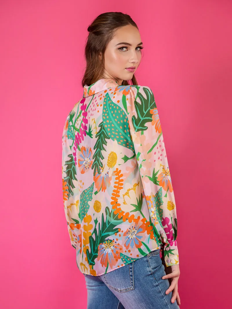 Print Silk Shirt Blouse